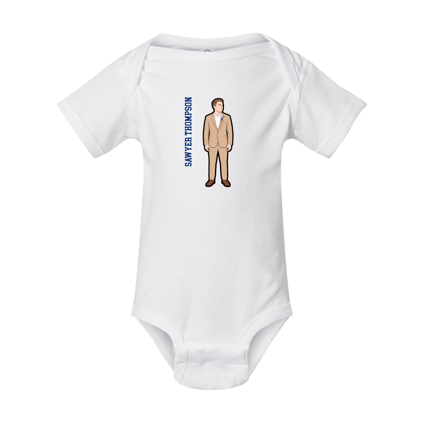 Baby Onesie — Name Vertical in White