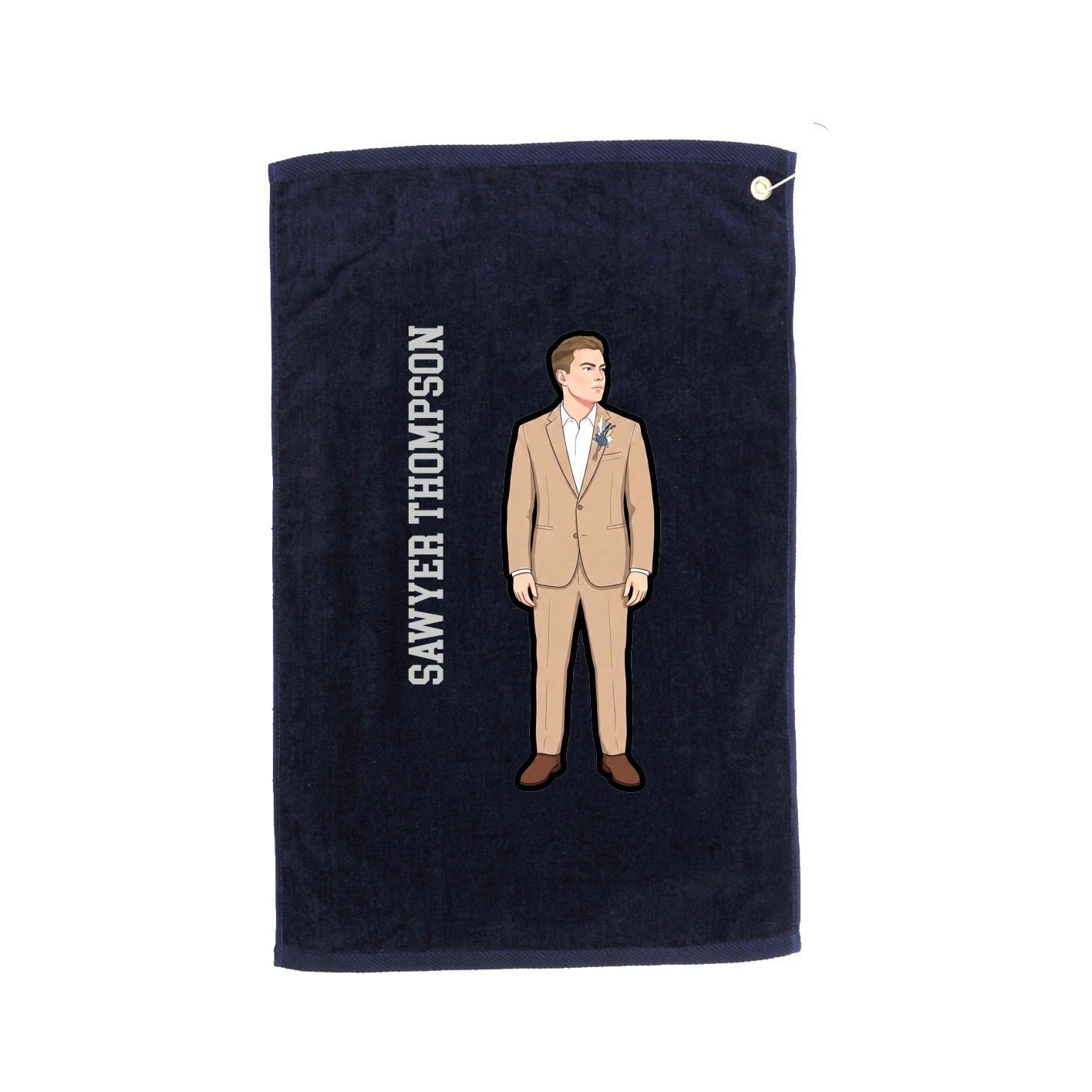Golf Towel — Name Vertical in Navy
