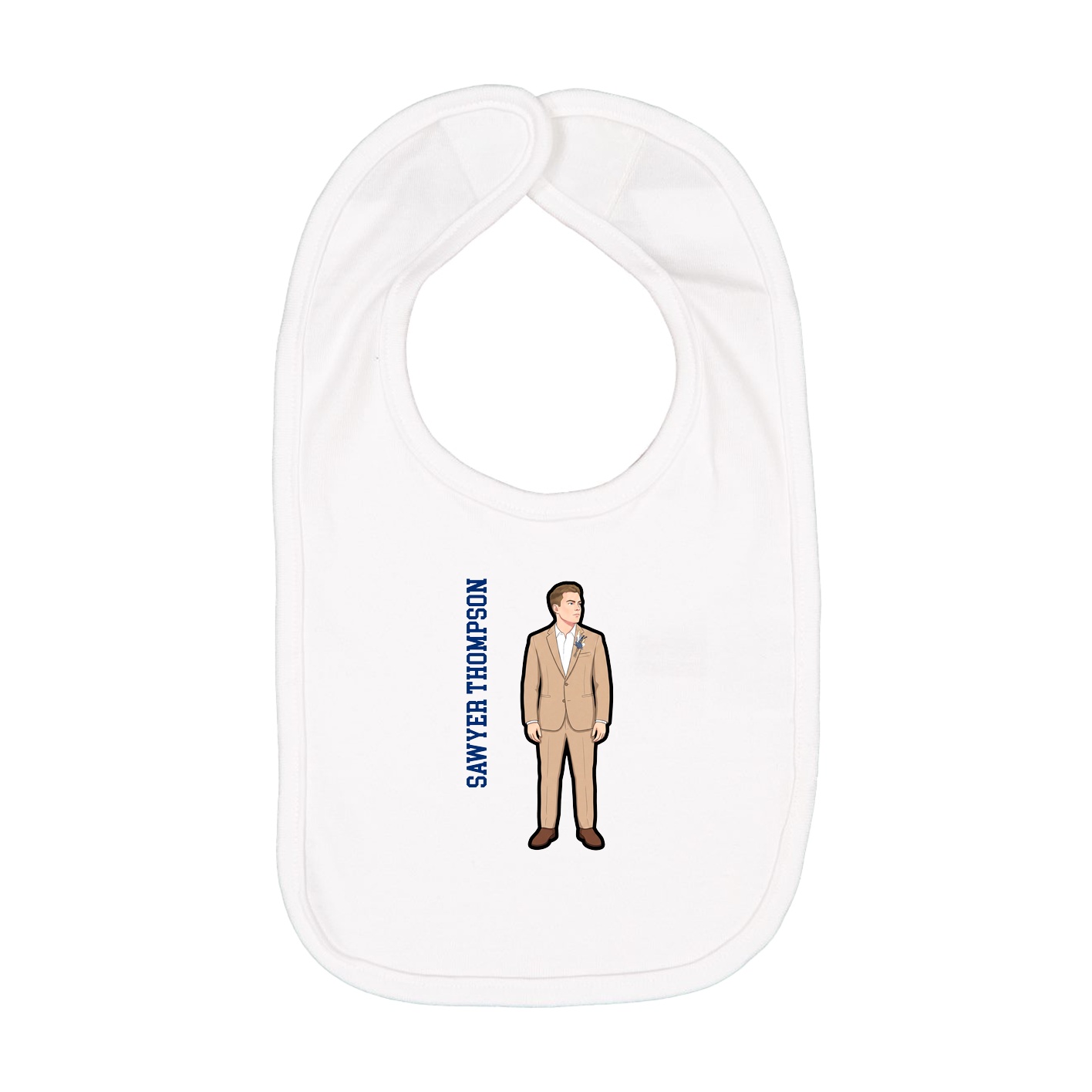 Infant Bib — Name Vertical in White
