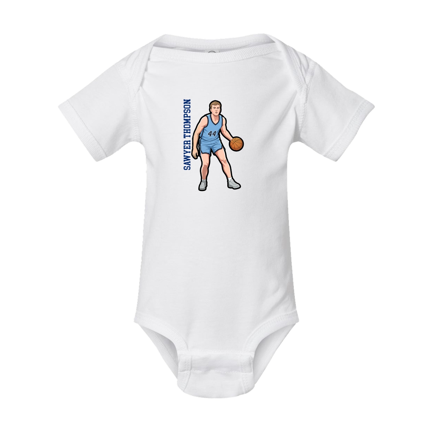 Baby Onesie — Name Vertical in White