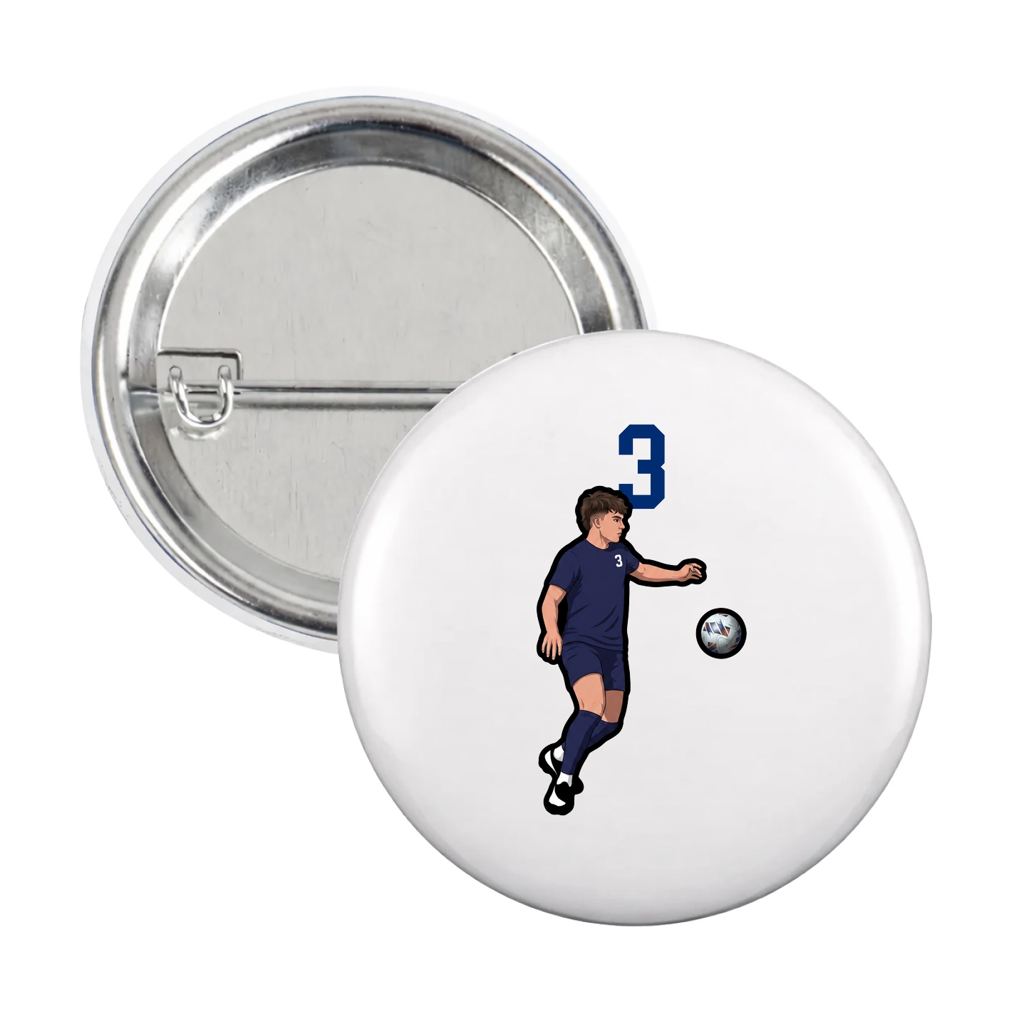 Game Day Button — Number Top in White
