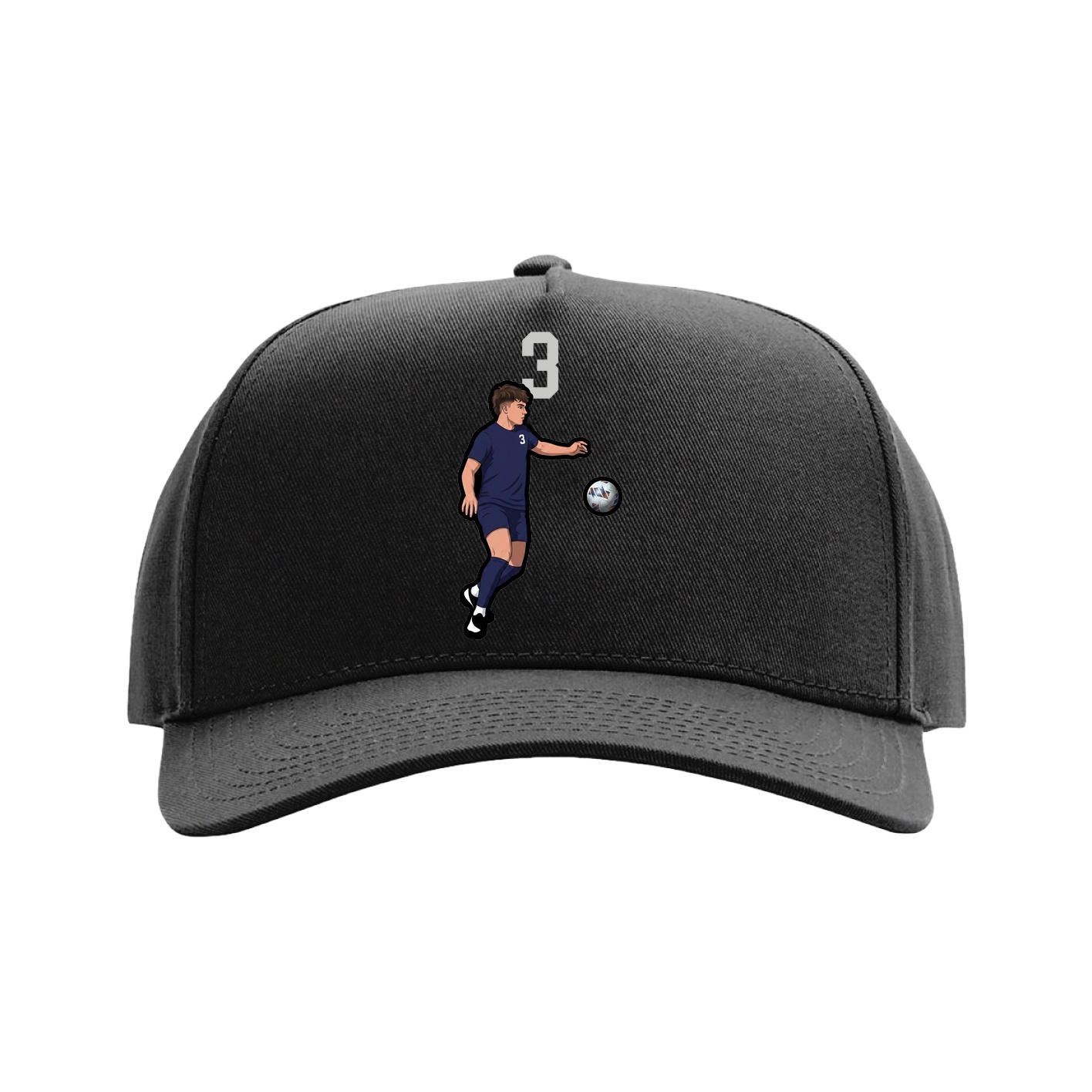 Full Fabric Five-Panel Champ Cap — Number Top in Black