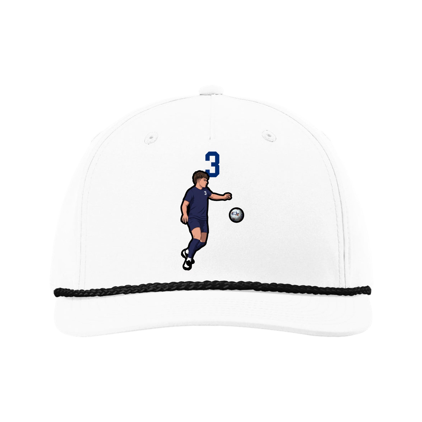 Five-Panel Classic Rope Cap — Number Top in White