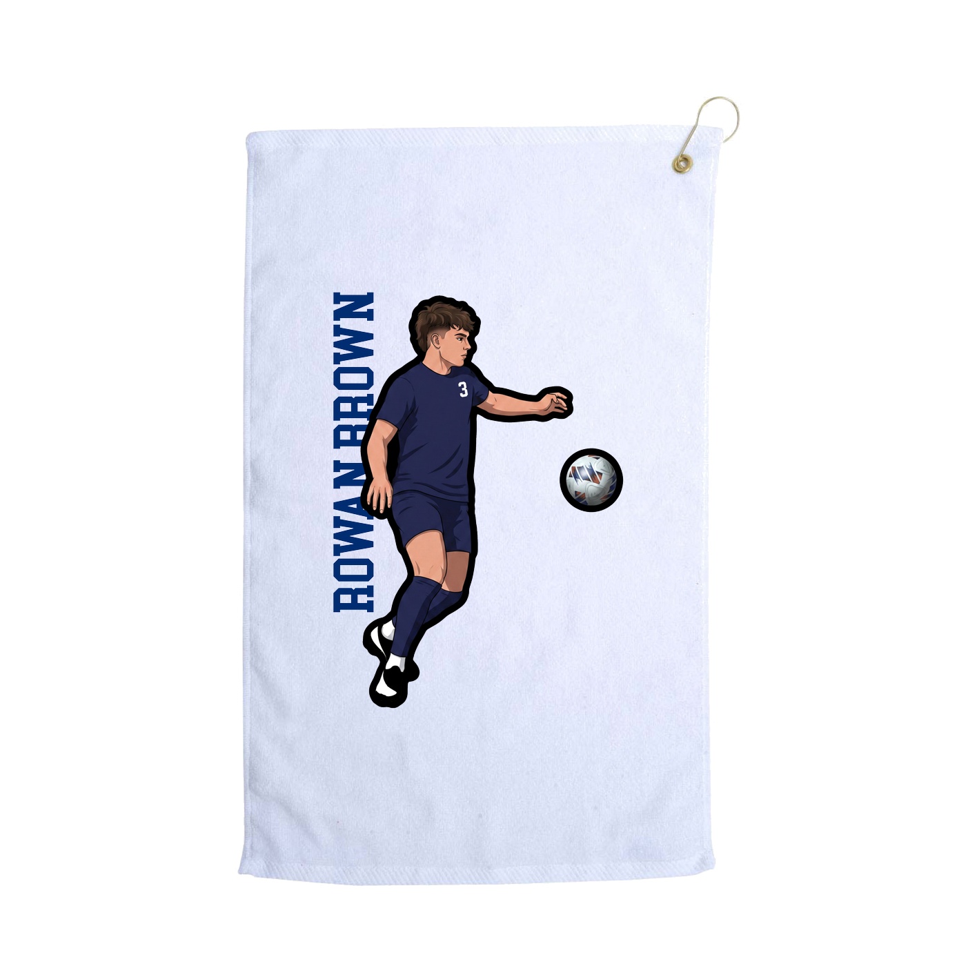 Golf Towel — Name Vertical in White
