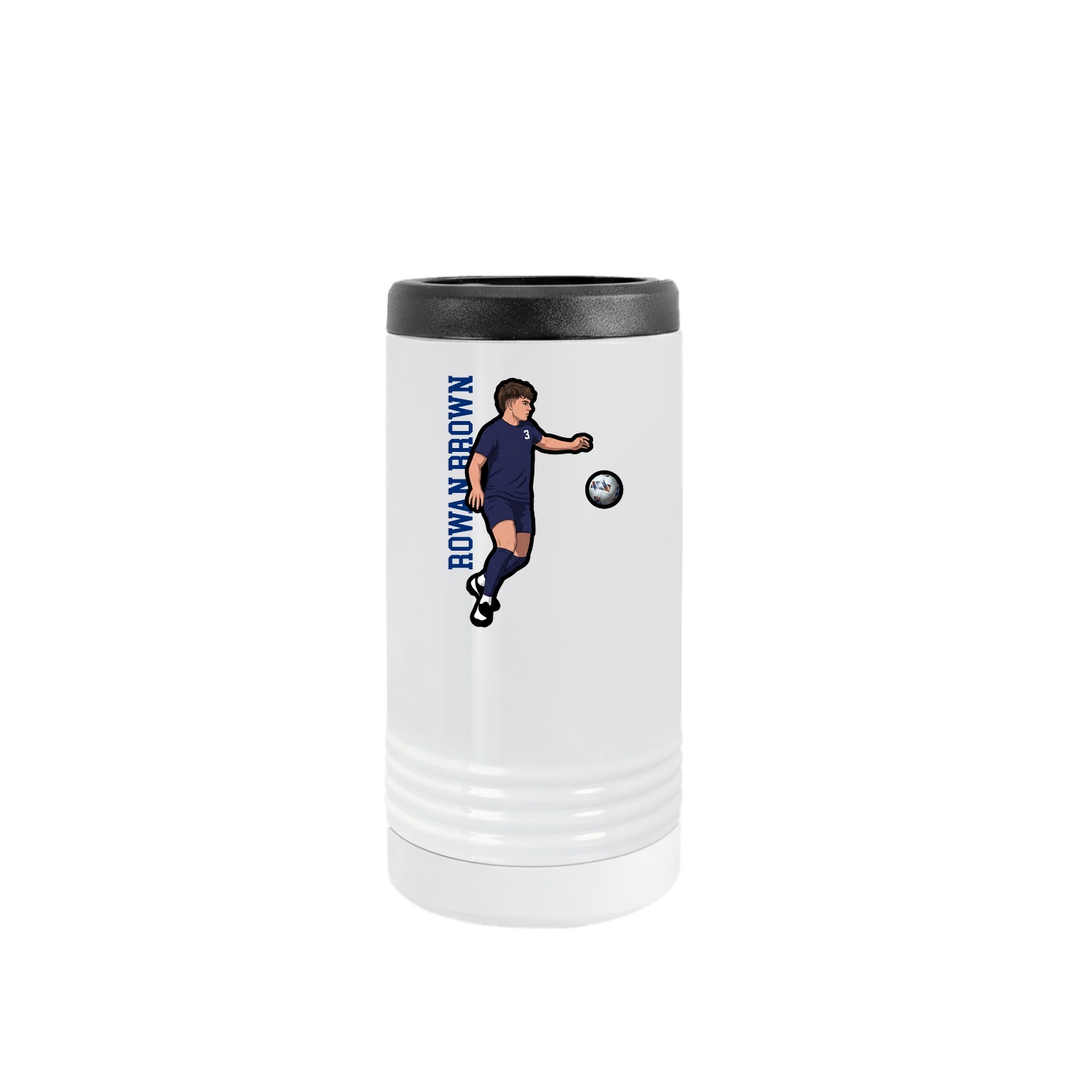 Slim Beverage Holder — Name Vertical in White
