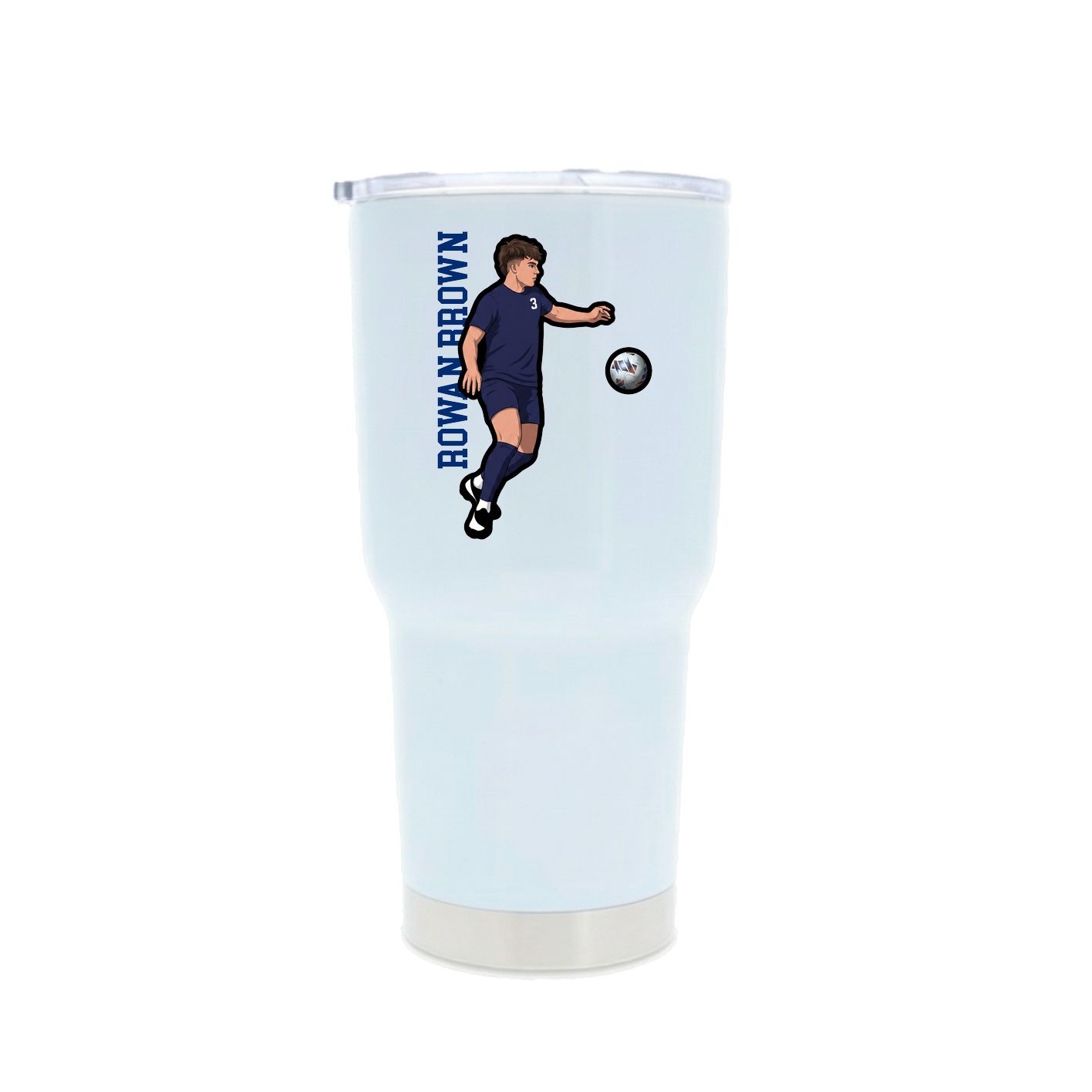 30oz Stainless Steel Tumbler — Name Vertical in White