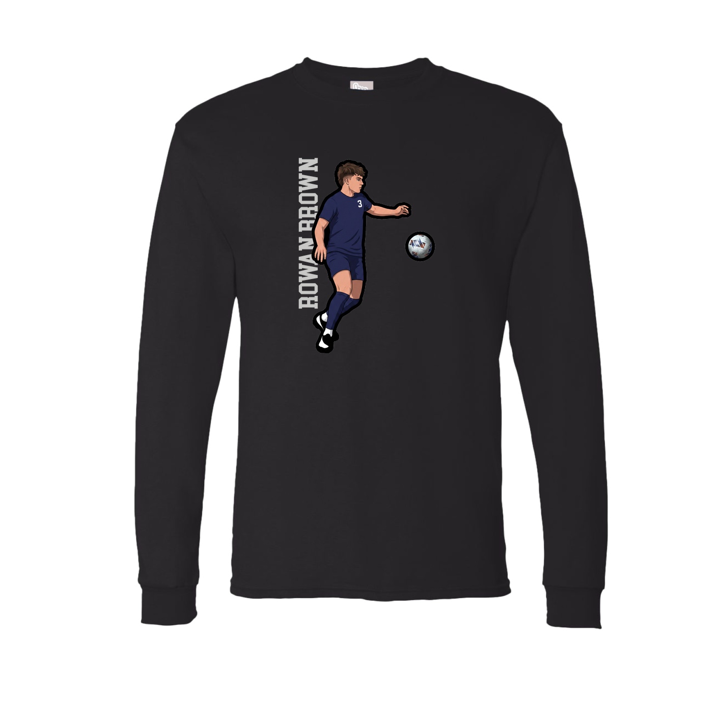 Long Sleeve Tee — Name Vertical in Black