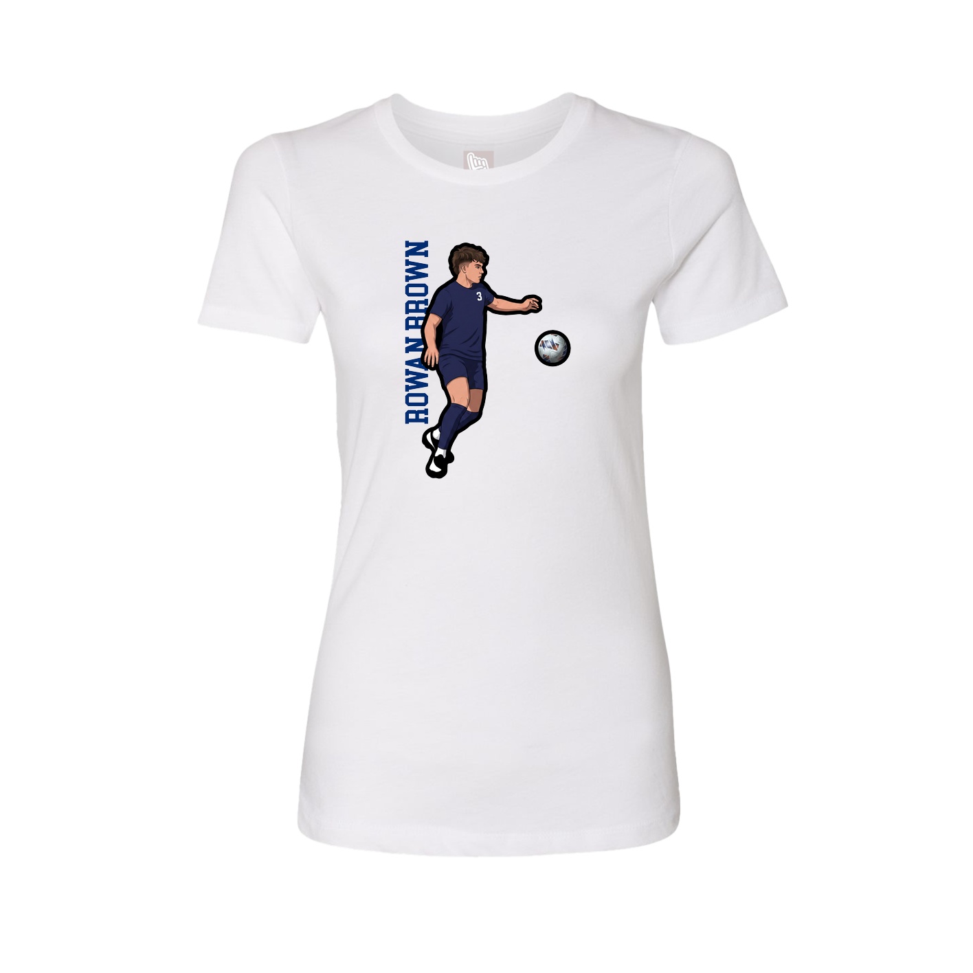 Womens Tee — Name Vertical in White