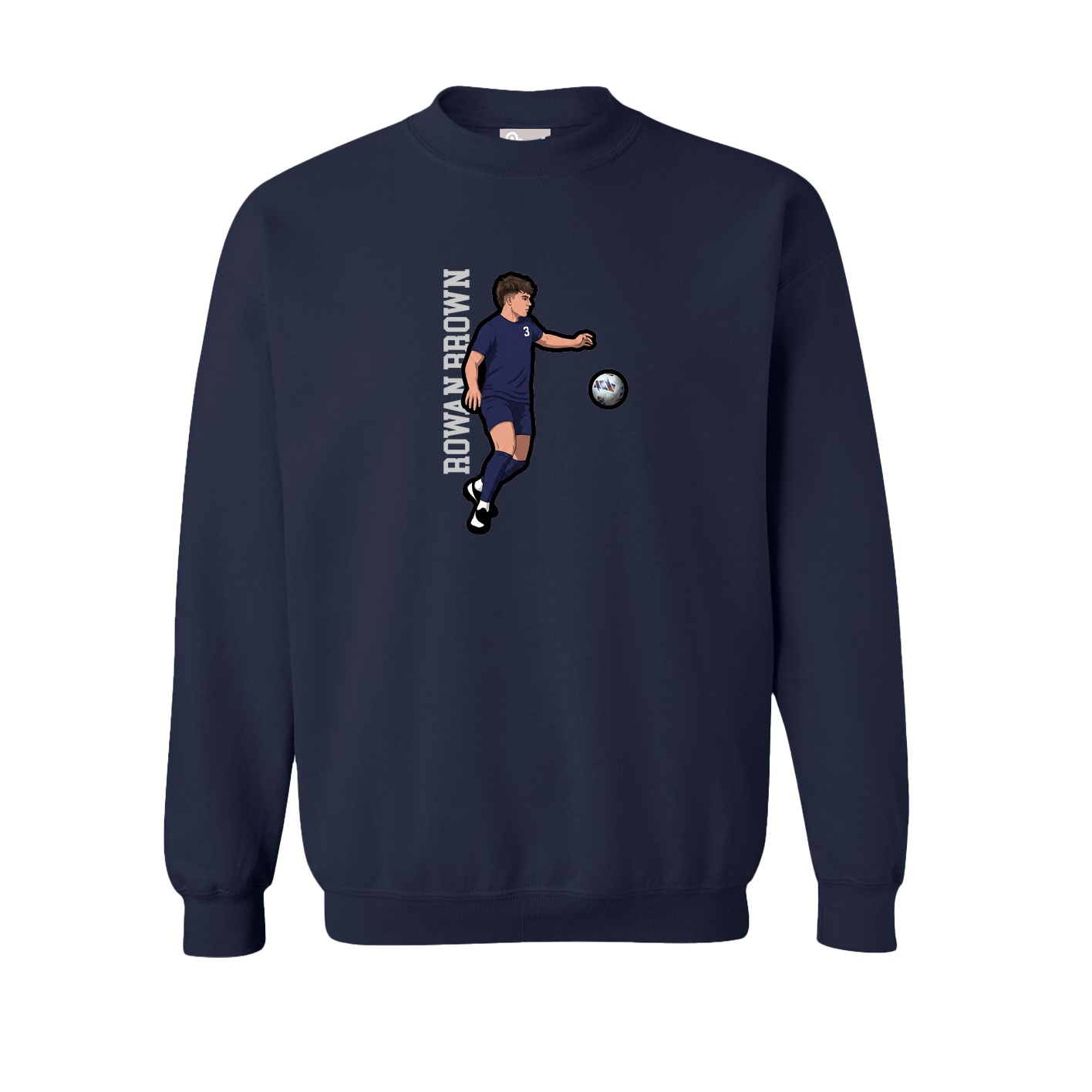 Fleece Crew — Name Vertical in Navy