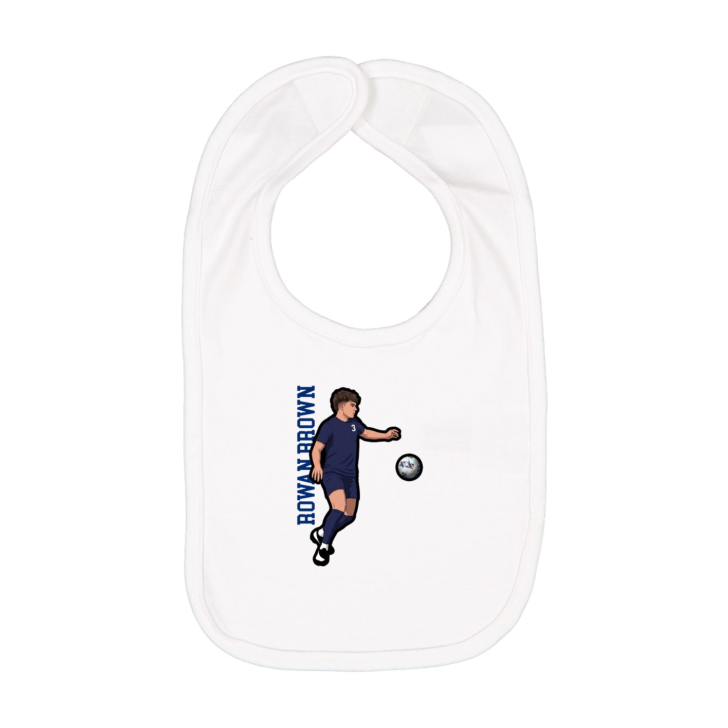 Infant Bib — Name Vertical in White