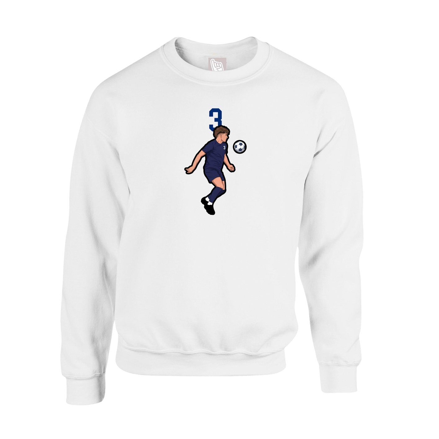 Fleece Crew — Number Top in White