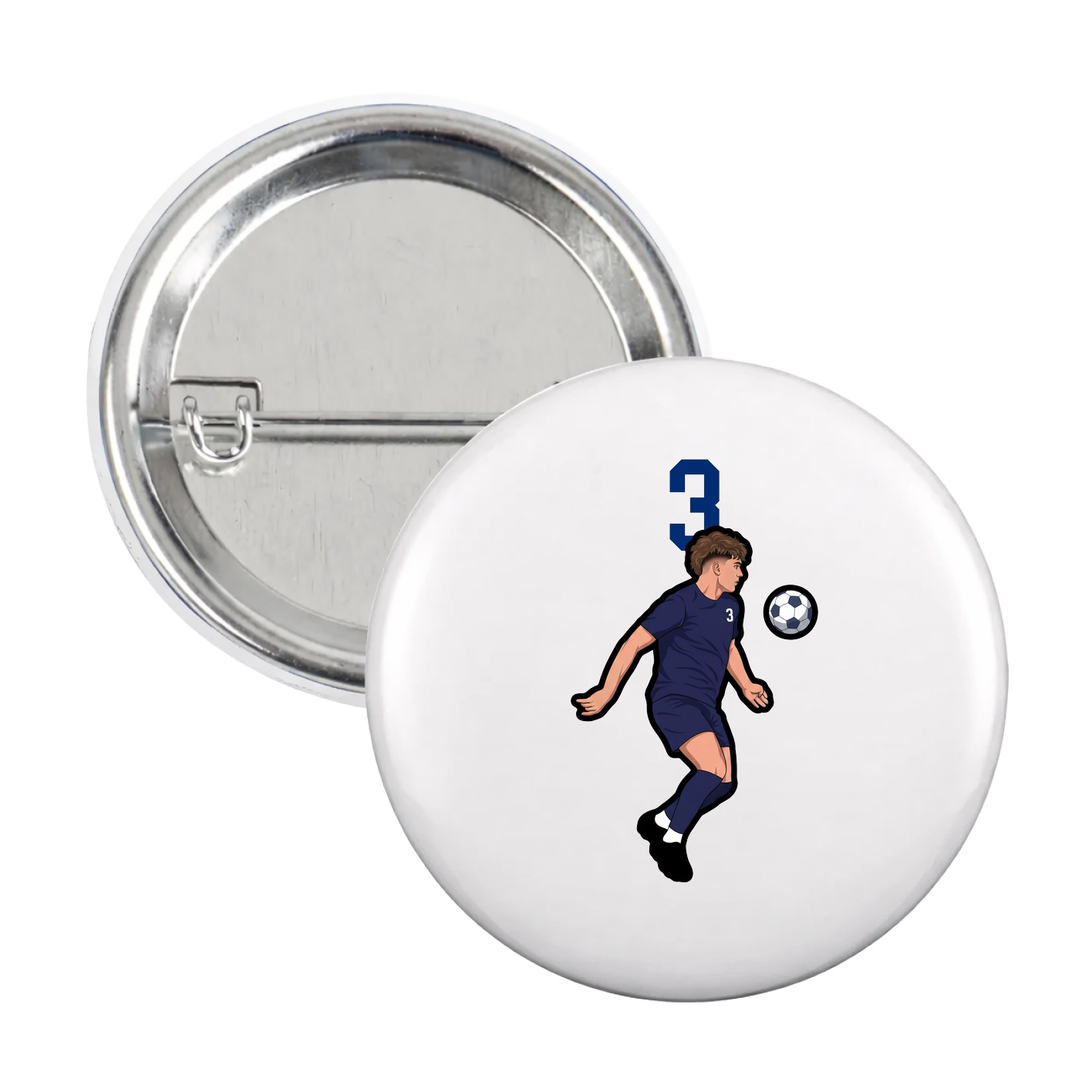 Game Day Button — Number Top in White