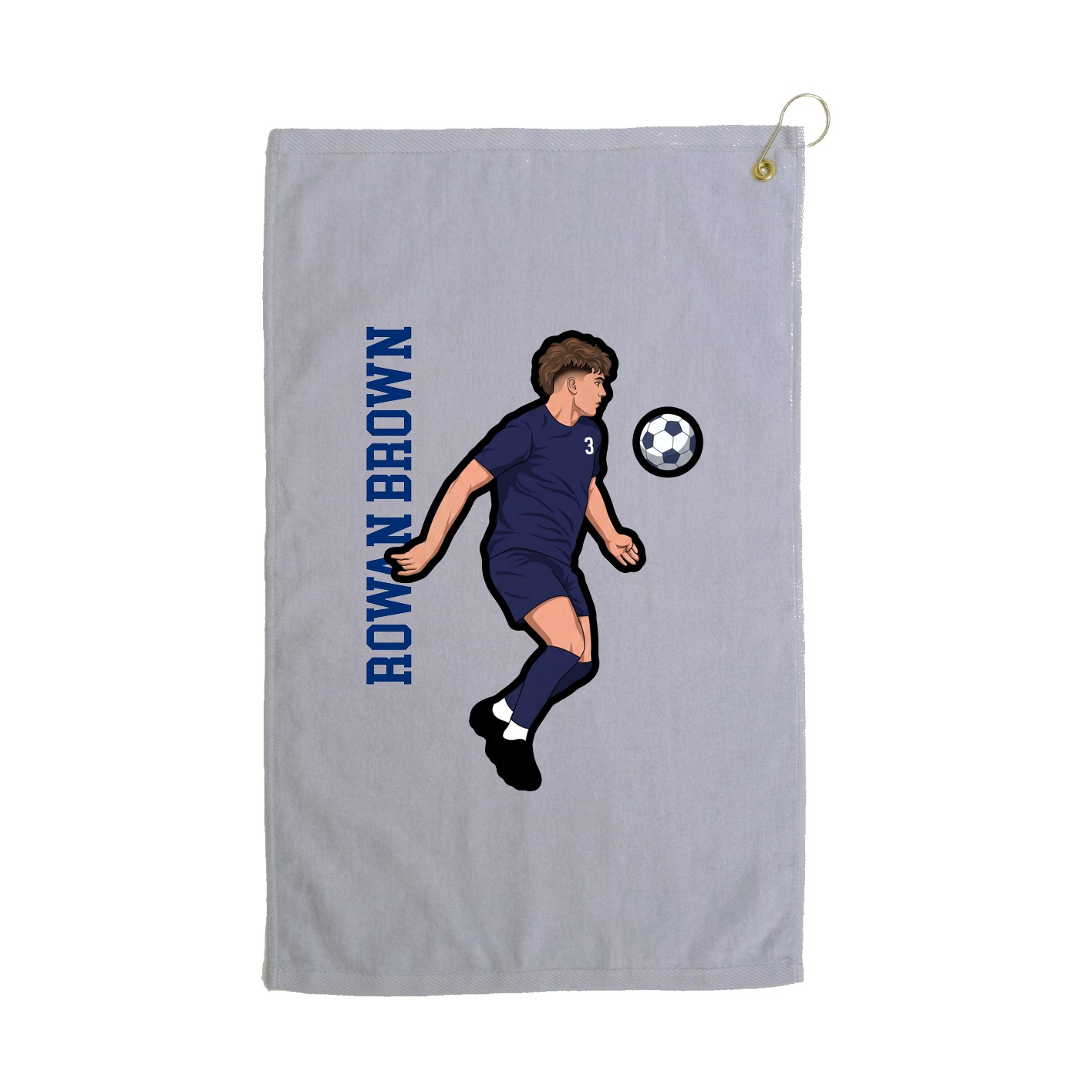Golf Towel — Name Vertical in Grey