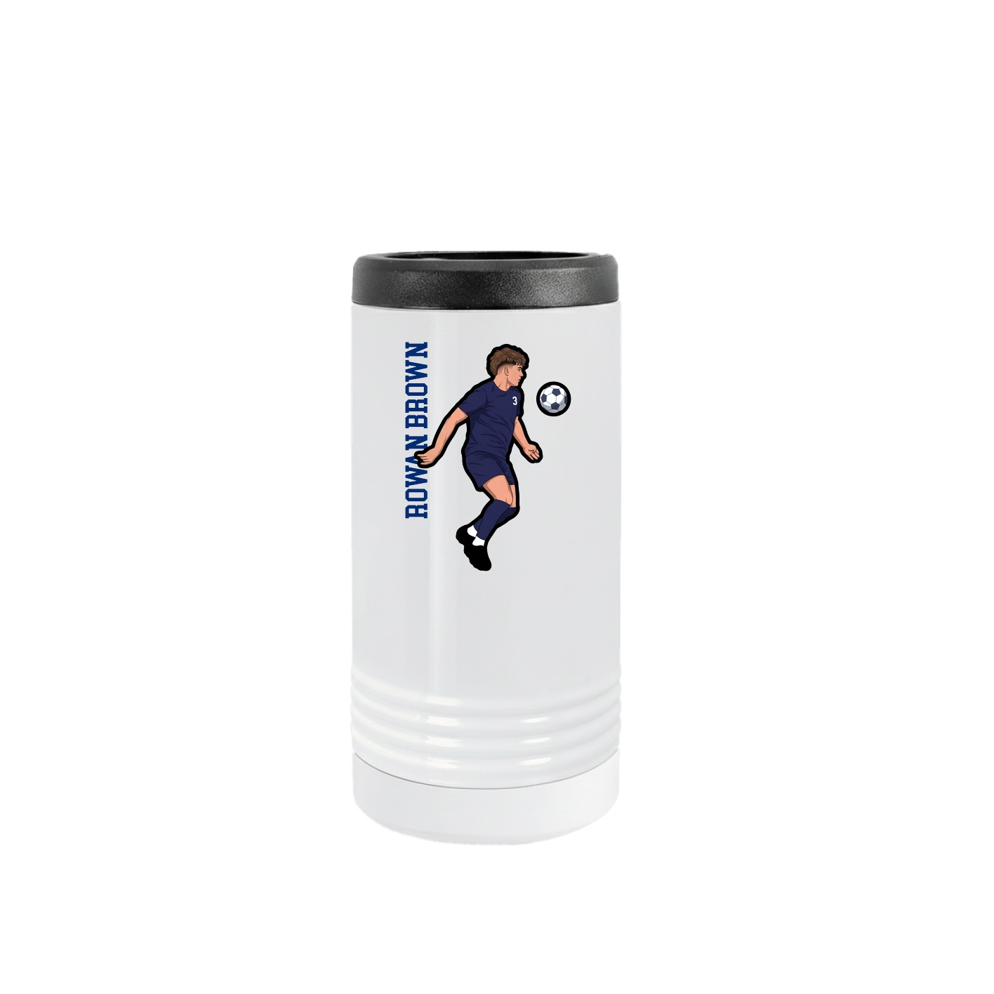 Slim Beverage Holder — Name Vertical in White