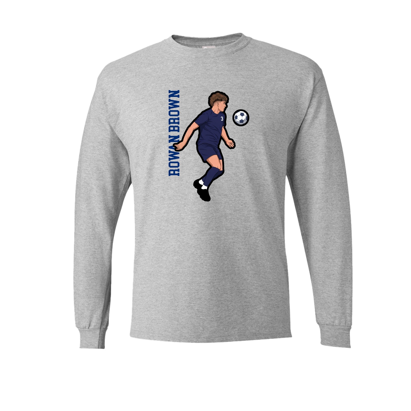 Long Sleeve Tee — Name Vertical in Grey