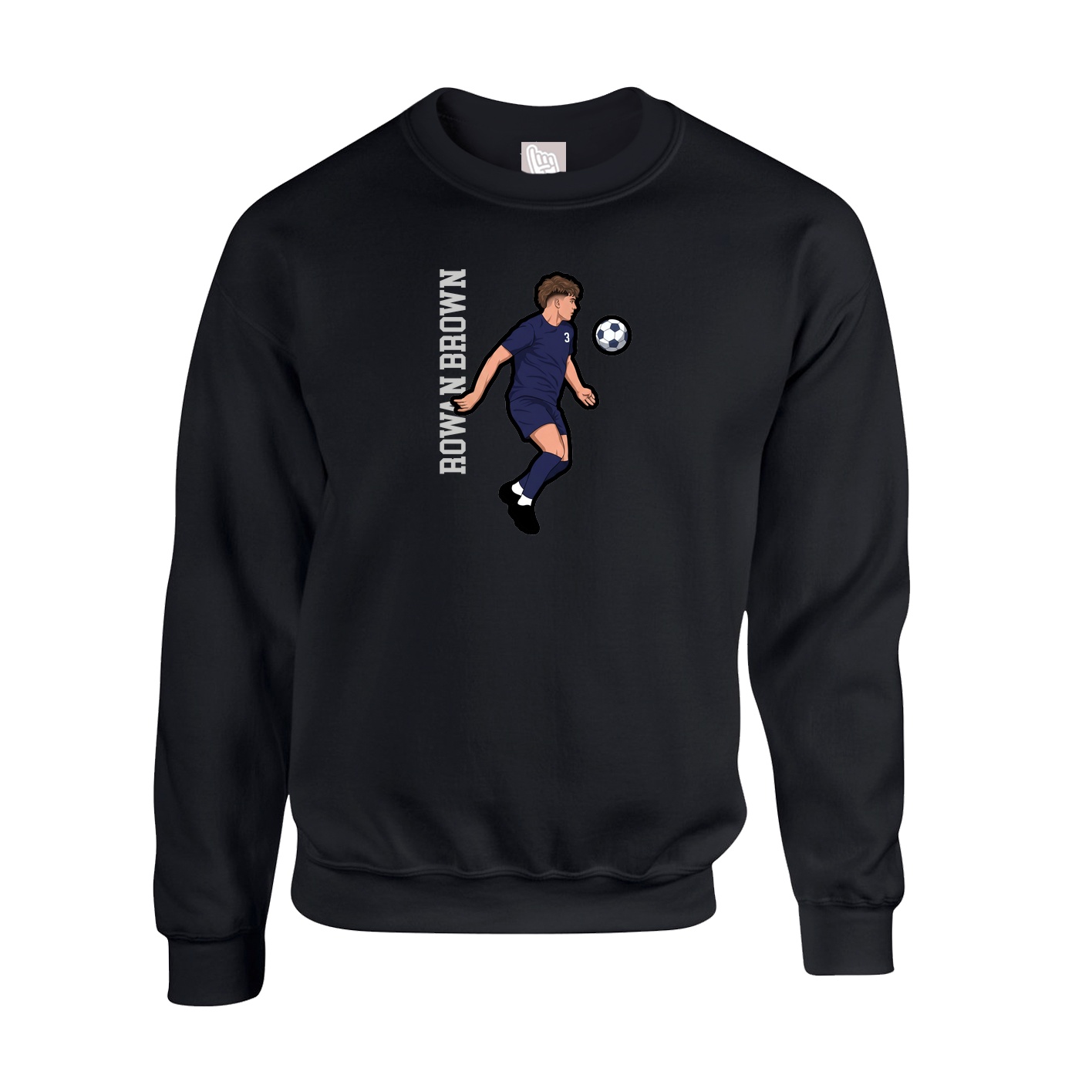 Fleece Crew — Name Vertical in Black