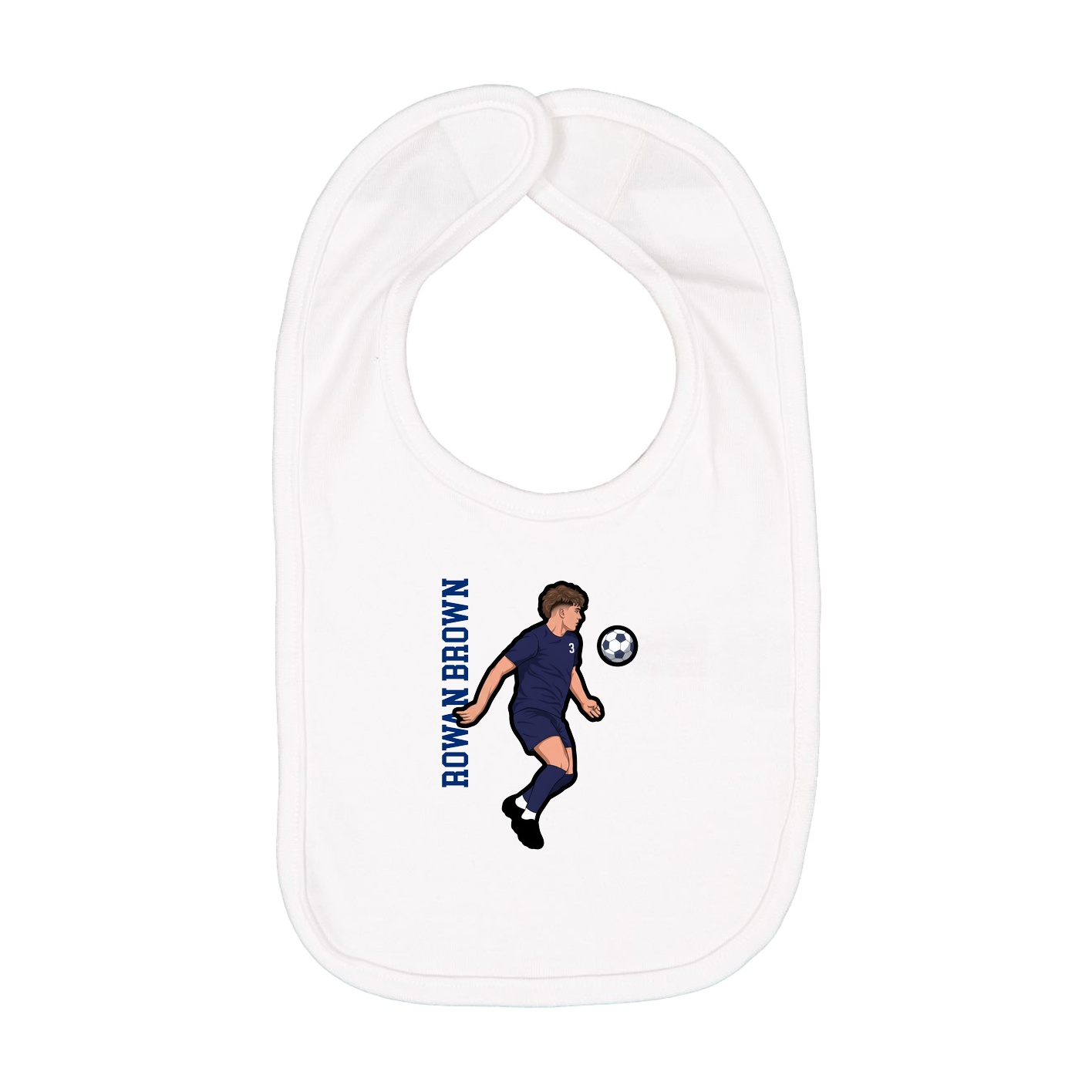 Infant Bib — Name Vertical in White