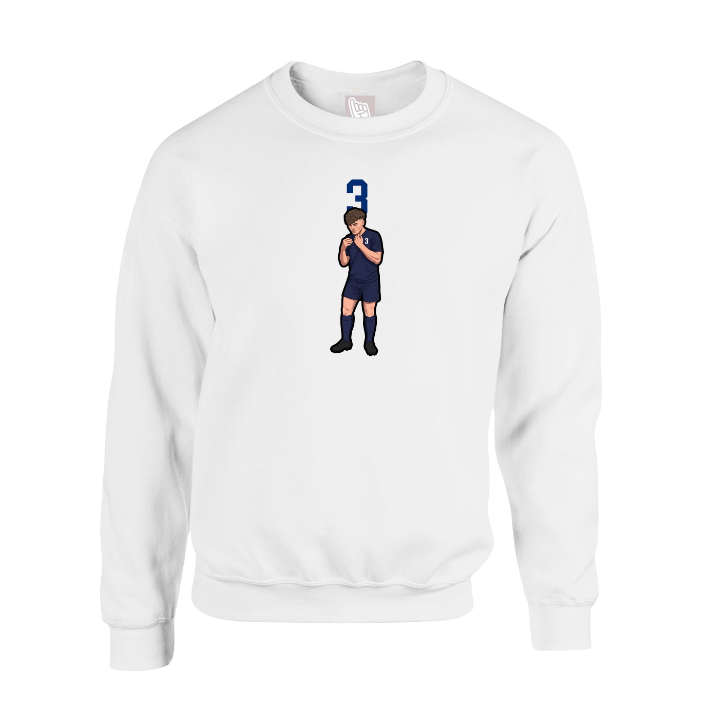 Fleece Crew — Number Top in White