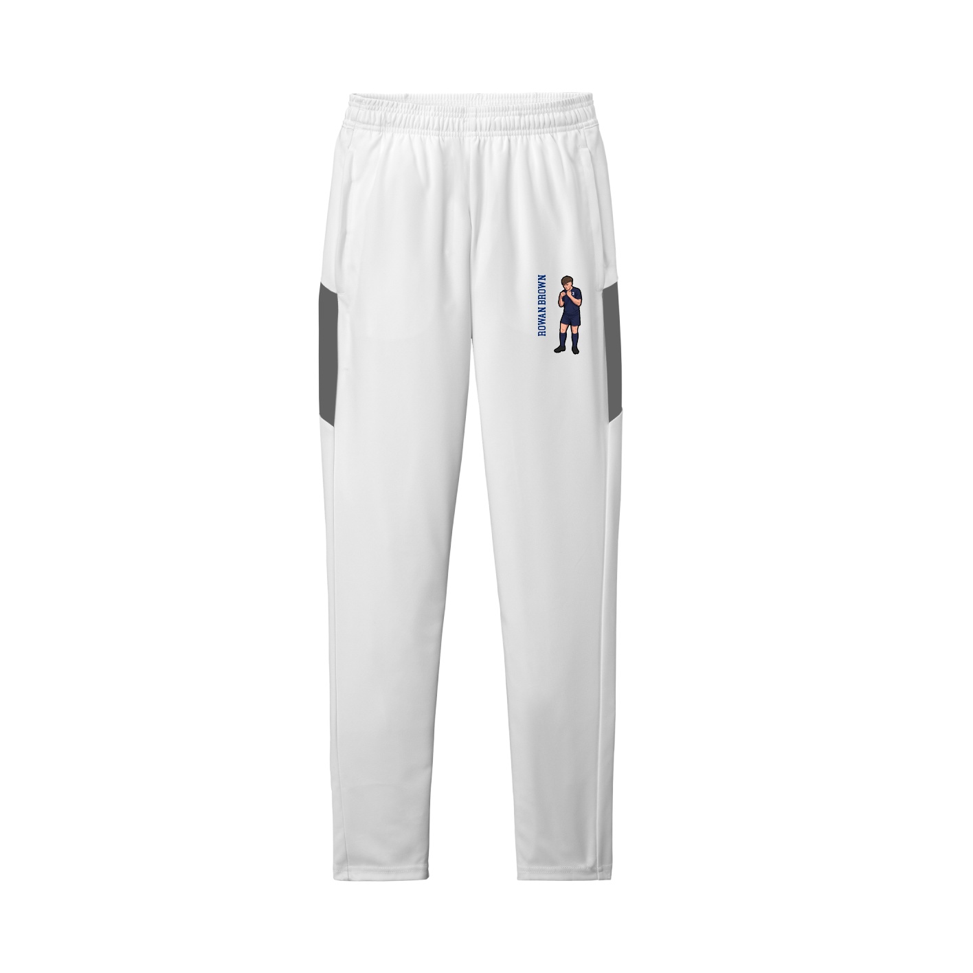 Team Travel Pant — Name Vertical in White/Grey