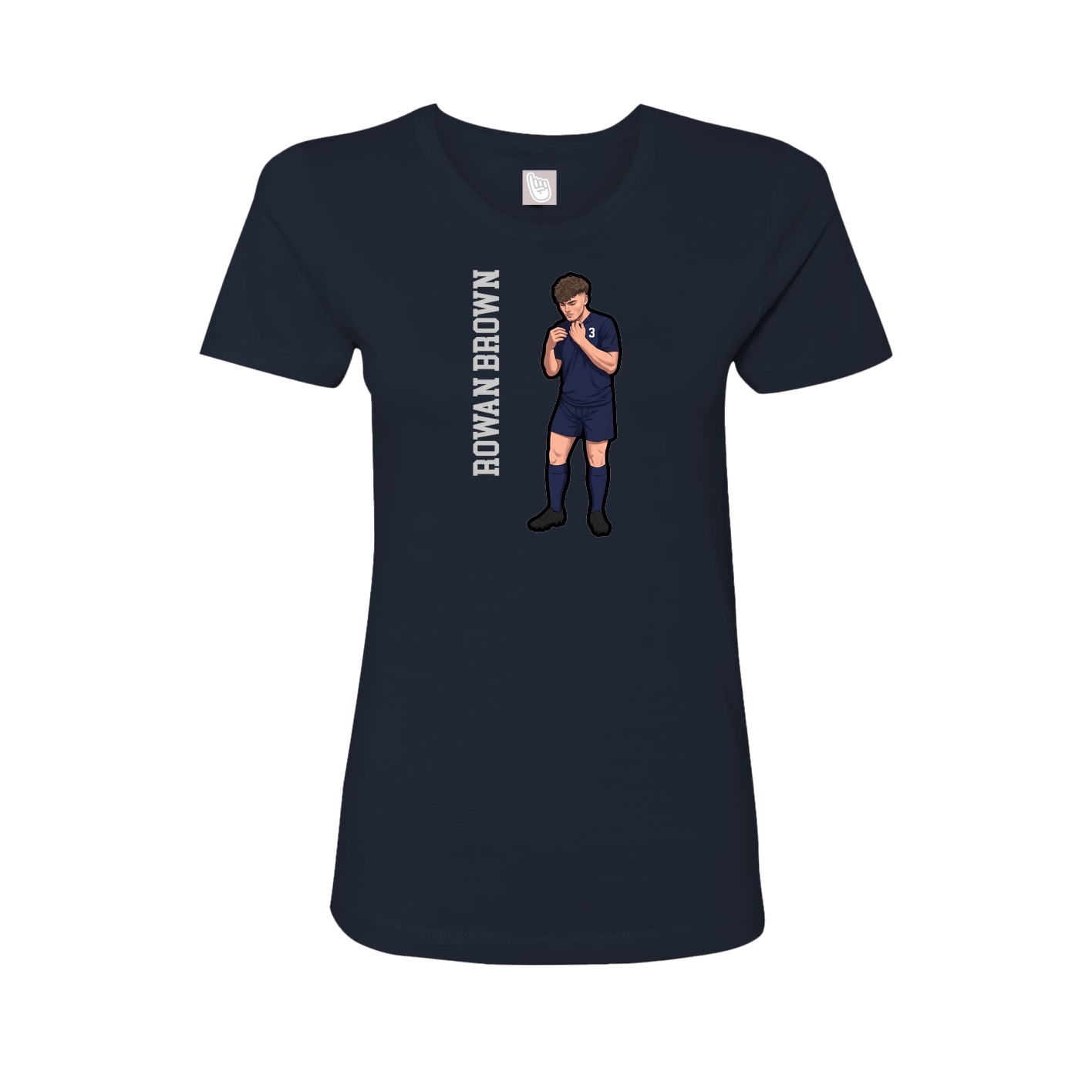Fitted Women's Tee — Name Vertical in Navy