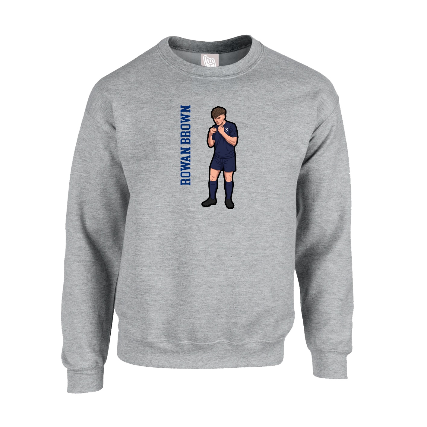 Fleece Crew — Name Vertical in Grey