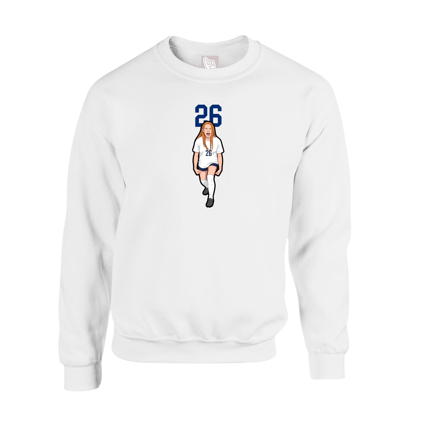 Fleece Crew — Number Top in White