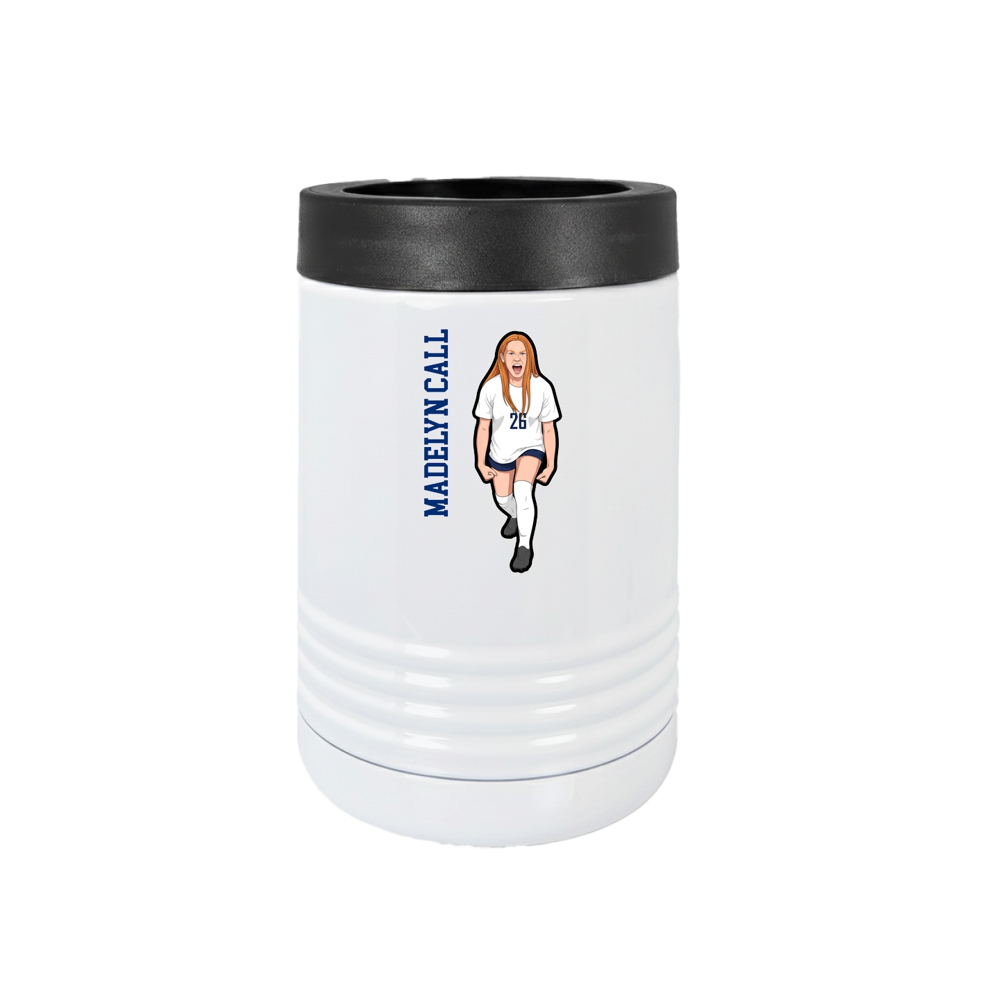 Beverage Holder — Name Vertical in White