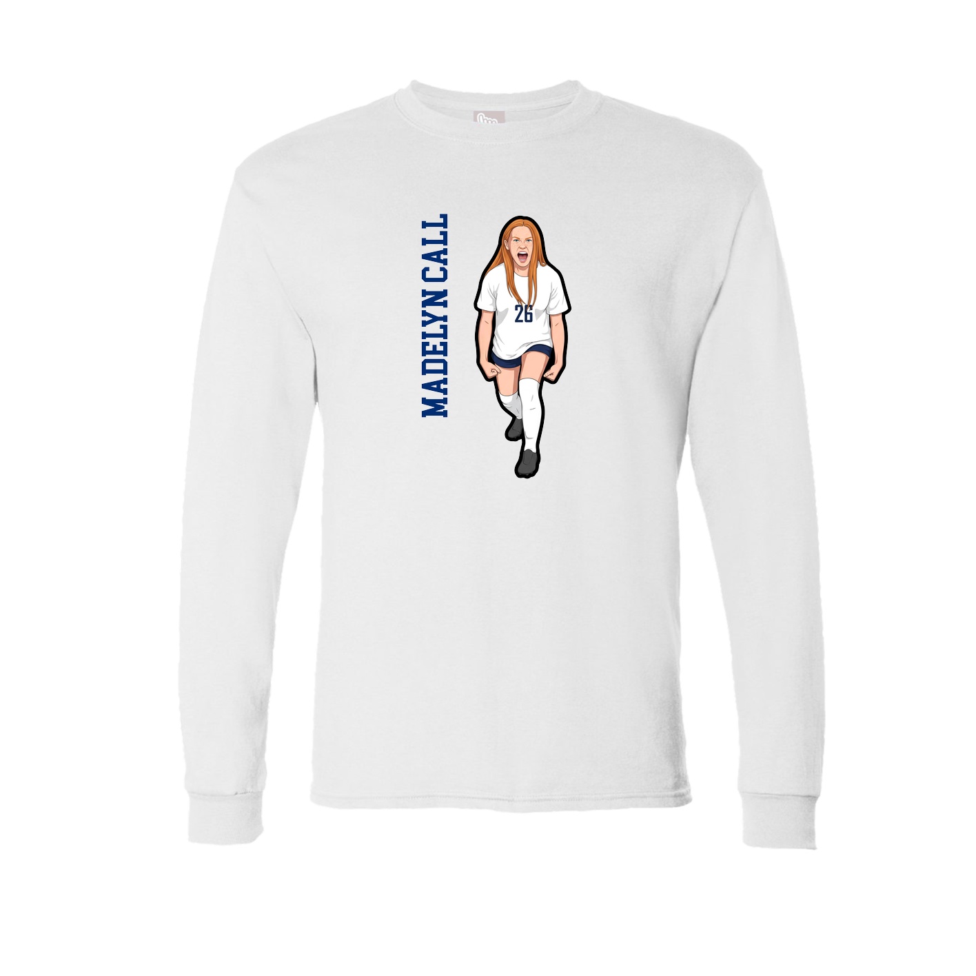 Long Sleeve Tee — Name Vertical in White