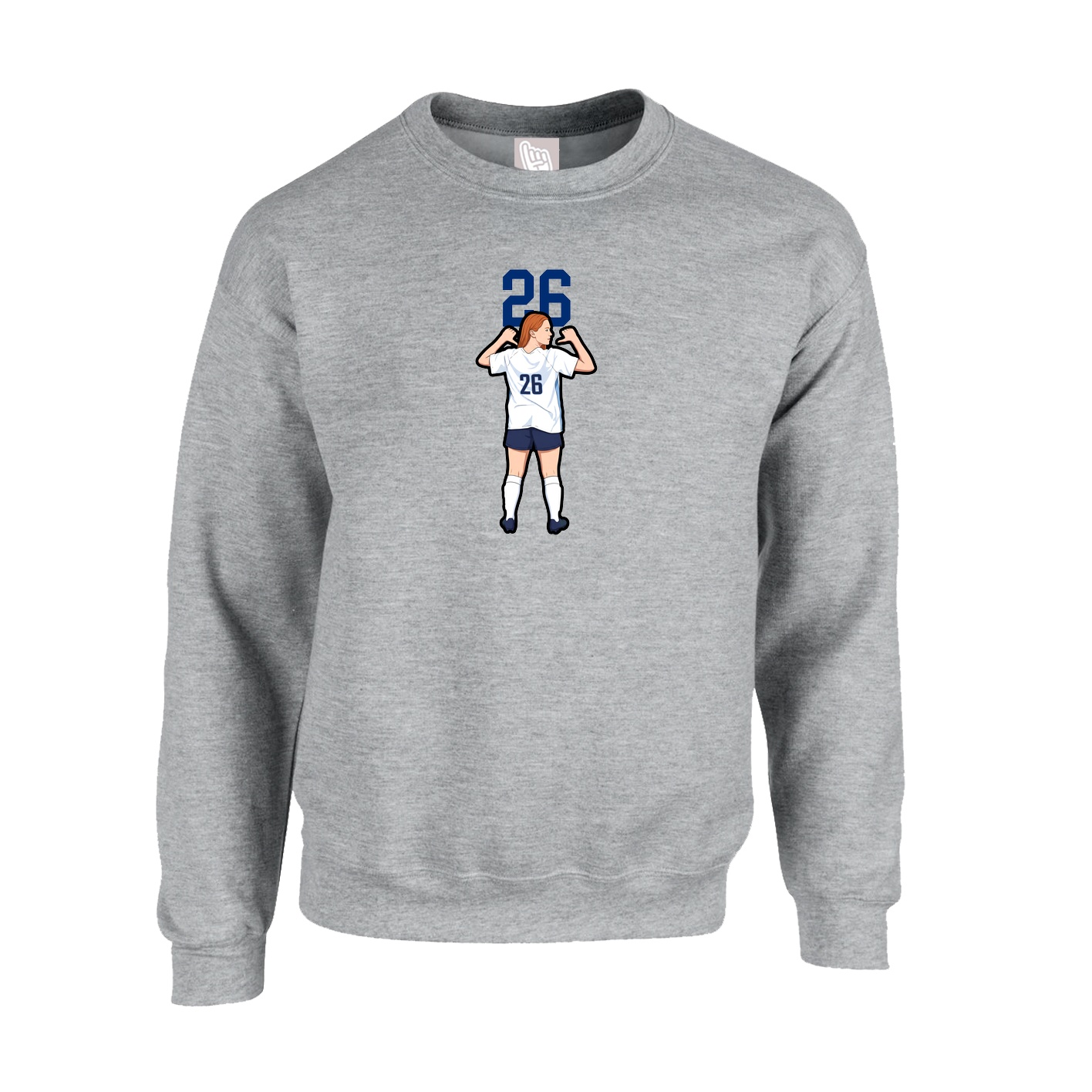 Fleece Crew — Number Top in Grey