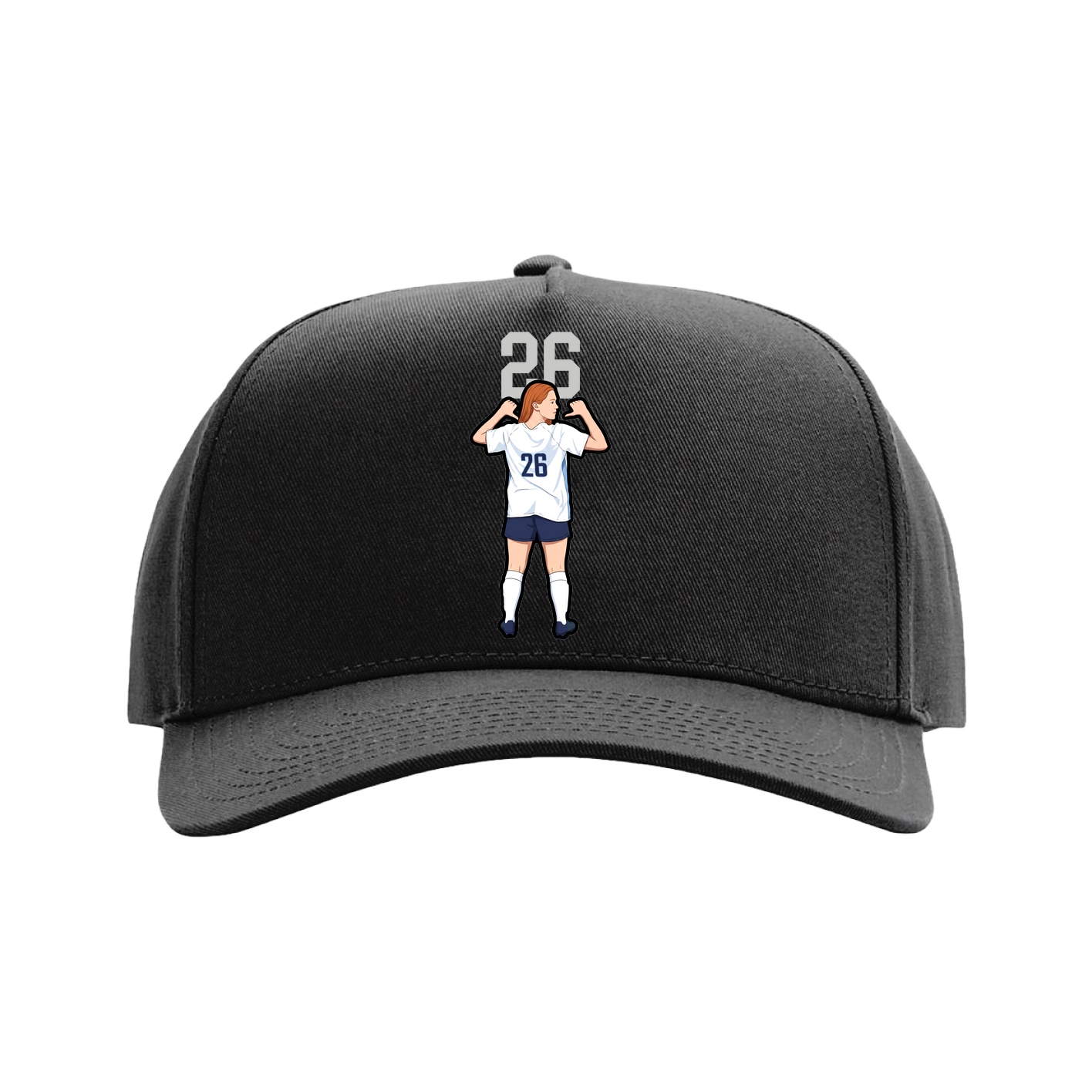 Full Fabric Five-Panel Champ Cap — Number Top in Black