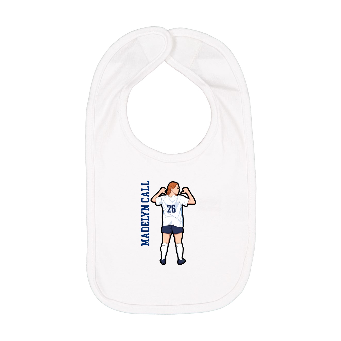 Infant Bib — Name Vertical in White