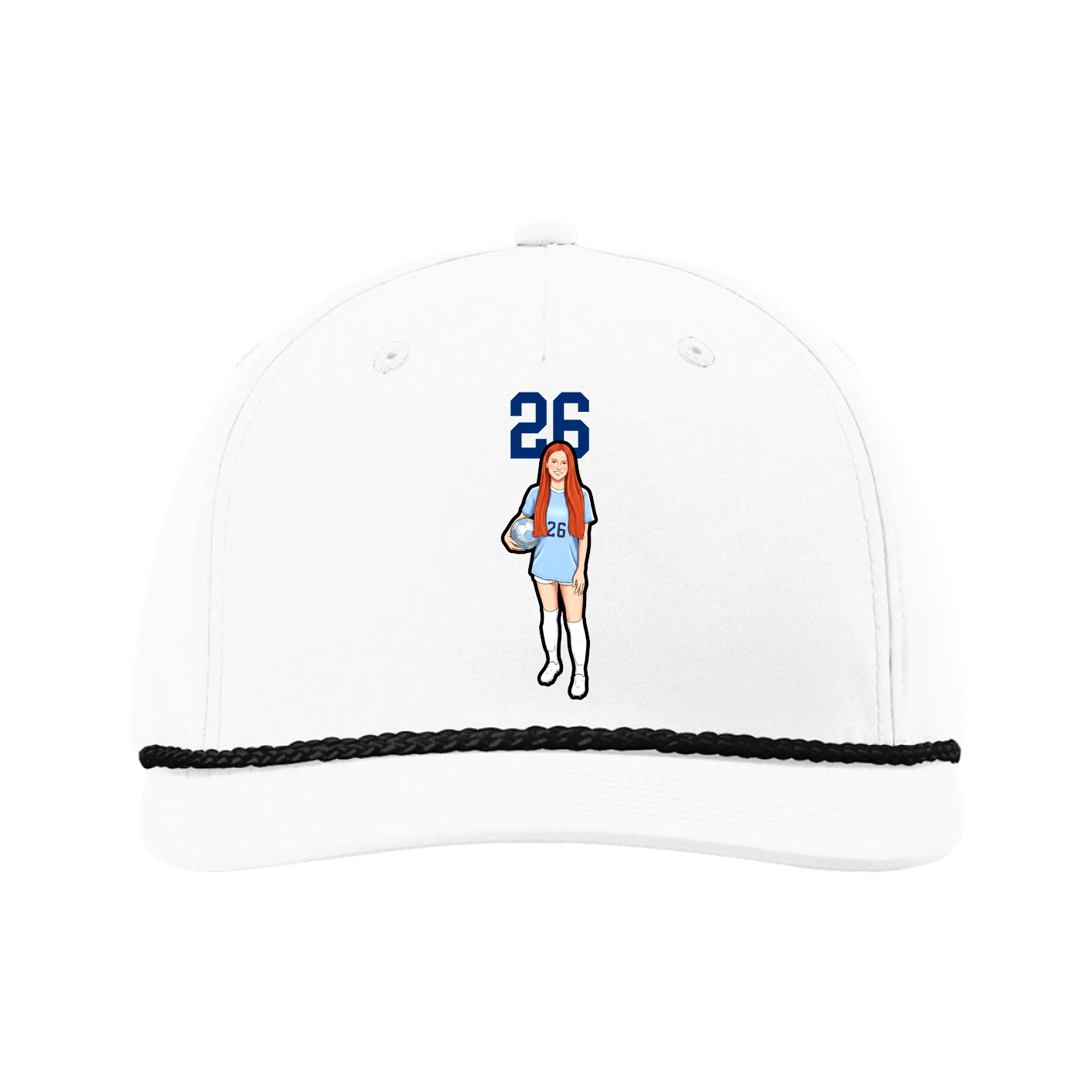 Five-Panel Classic Rope Cap — Number Top in White
