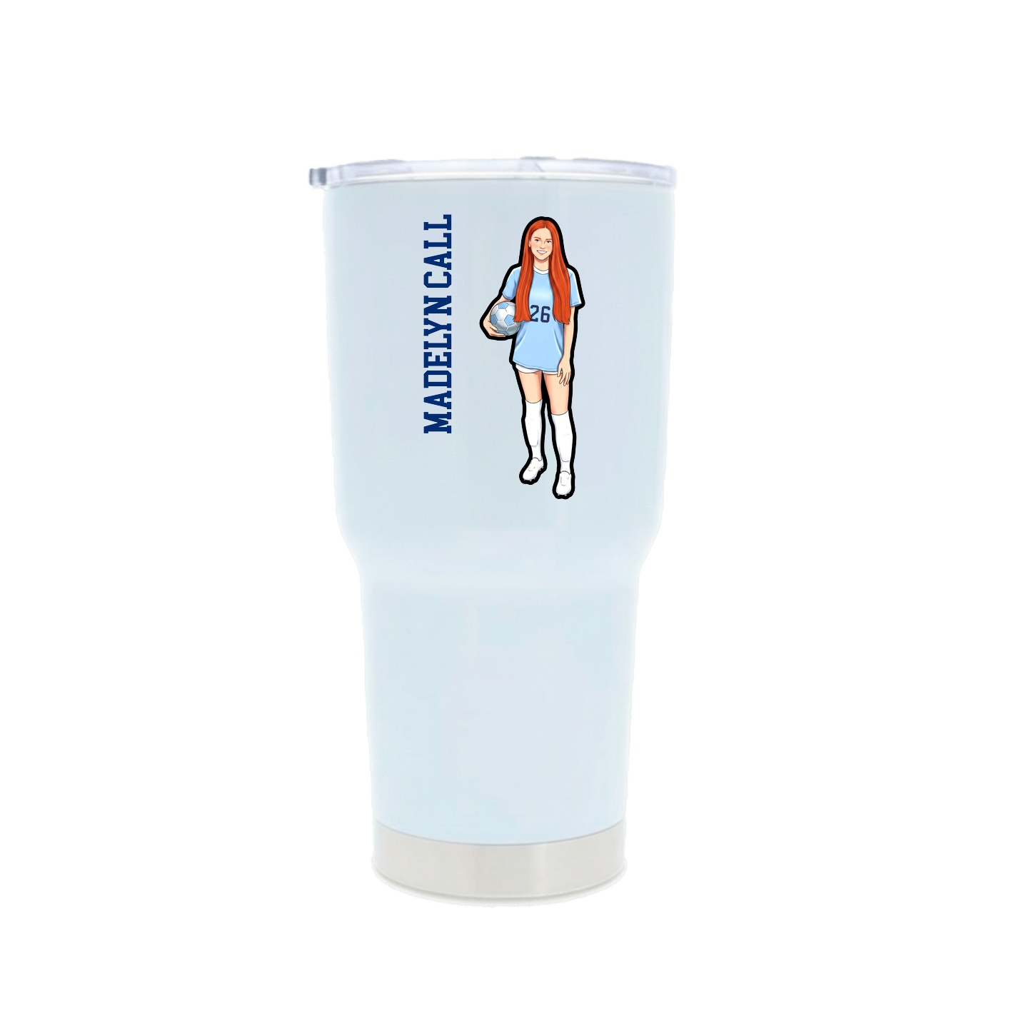 30oz Stainless Steel Tumbler — Name Vertical in White