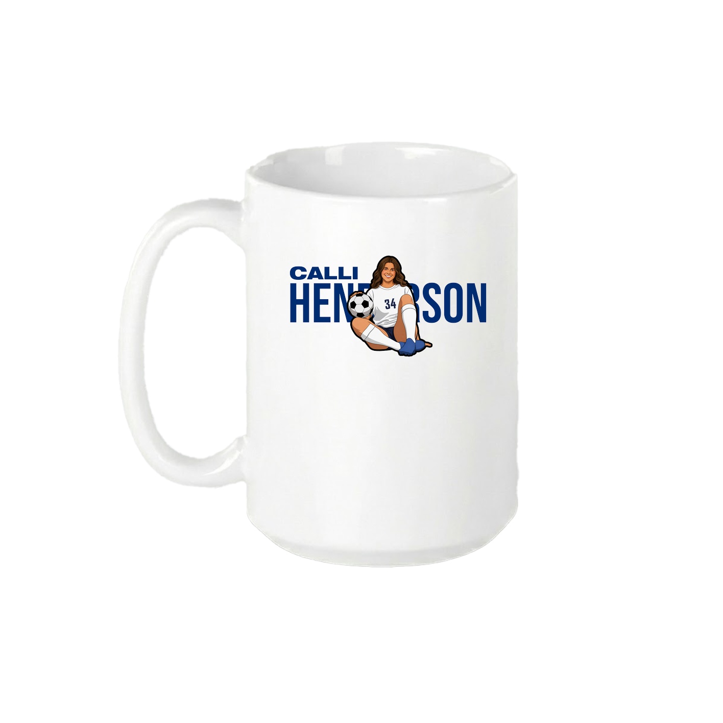 15oz Coffee Mug — Player Name in White
