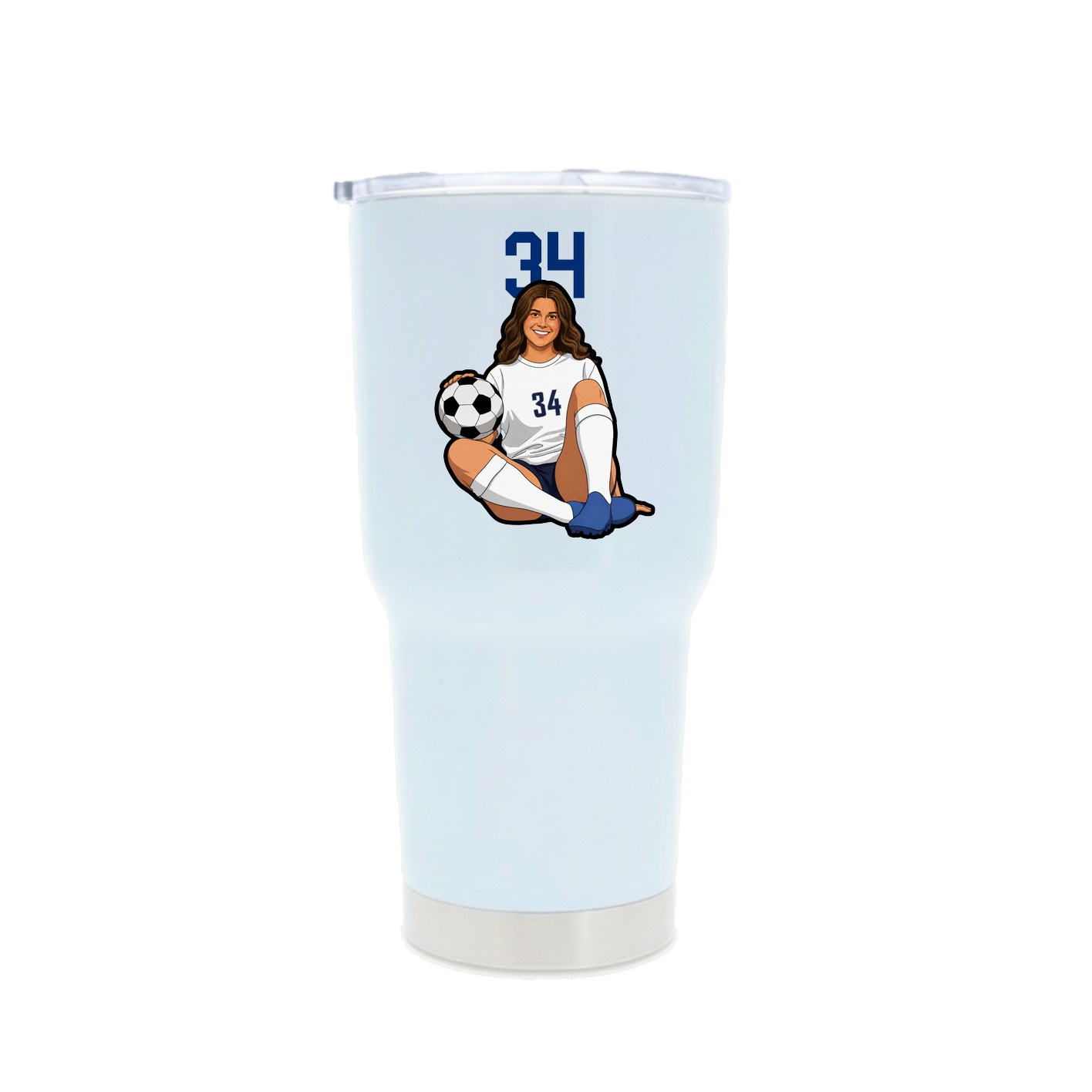 30oz Stainless Steel Tumbler — Number Top in White