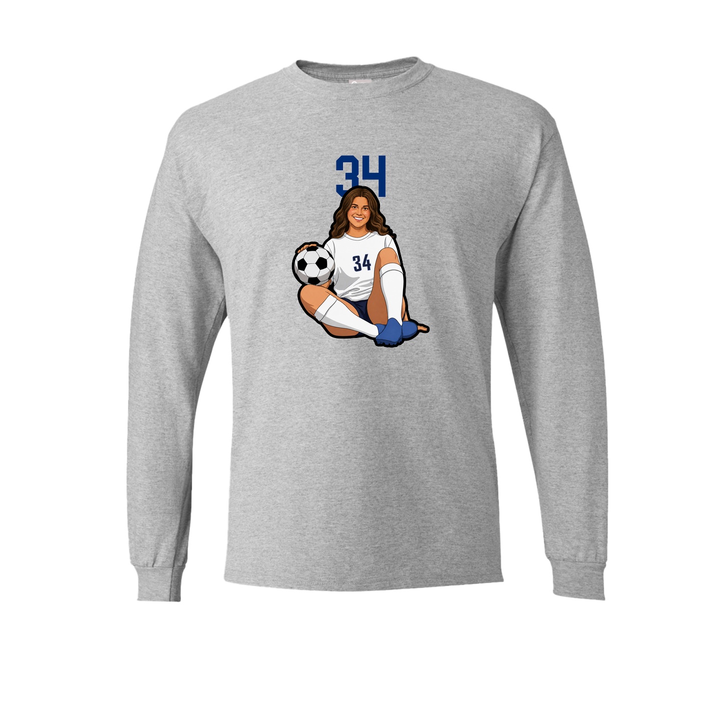 Long Sleeve Tee — Number Top in Grey
