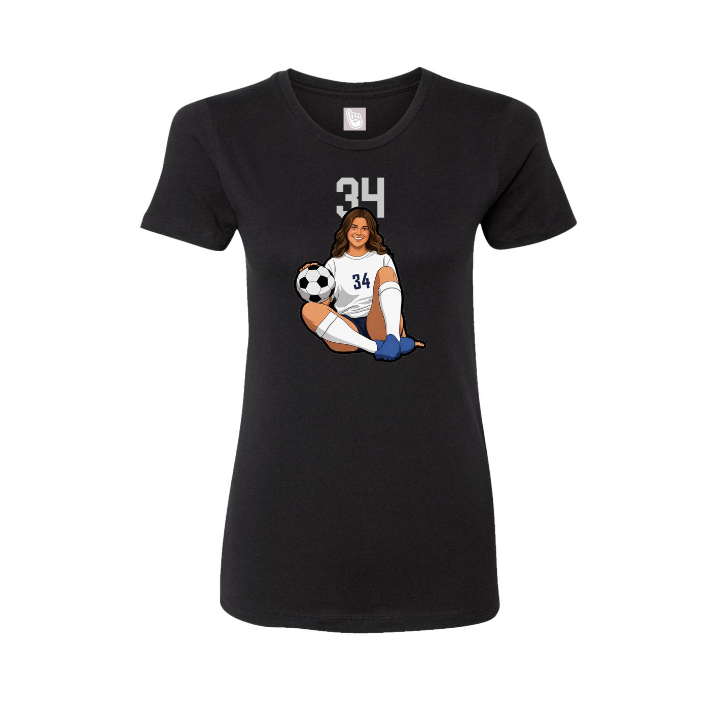 Fitted Women's Tee — Number Top in Black