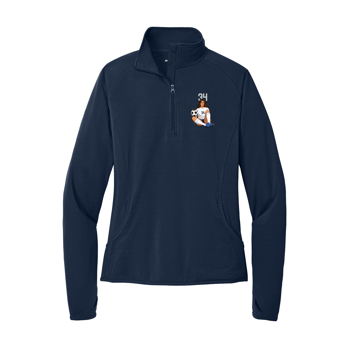 Women's Q-Zip Pullover — Number Top in Navy