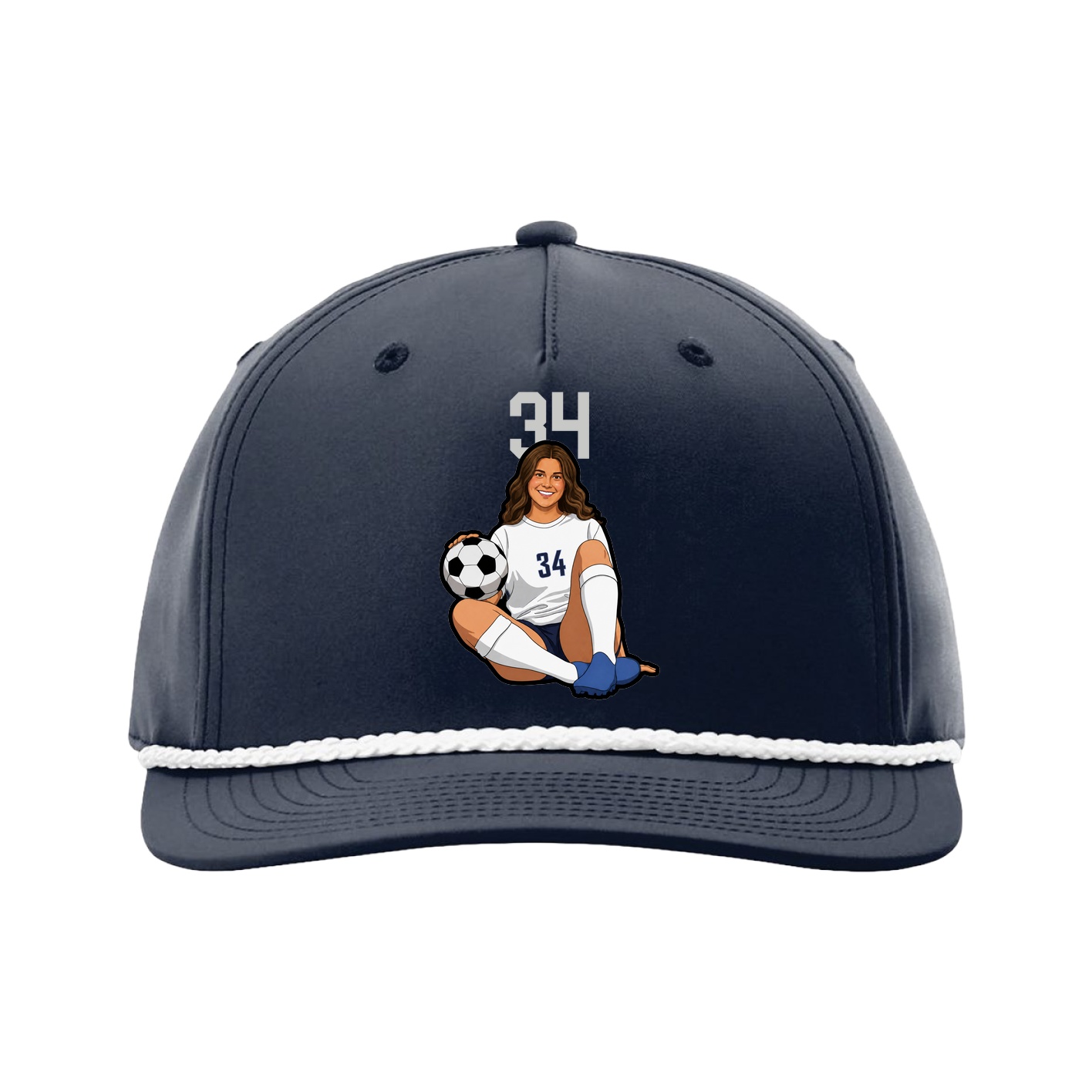 Five-Panel Classic Rope Cap — Number Top in Navy
