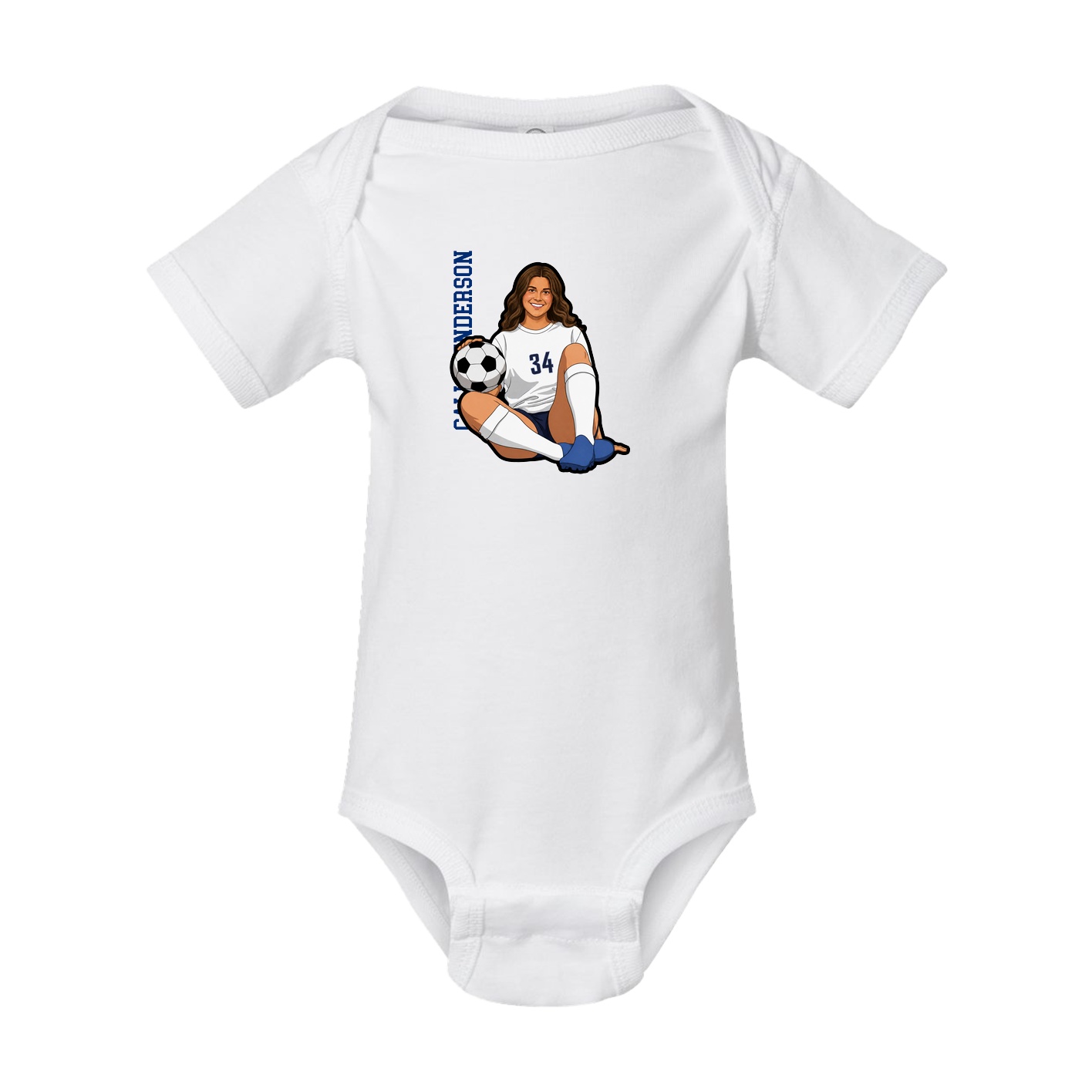 Baby Onesie — Name Vertical in White