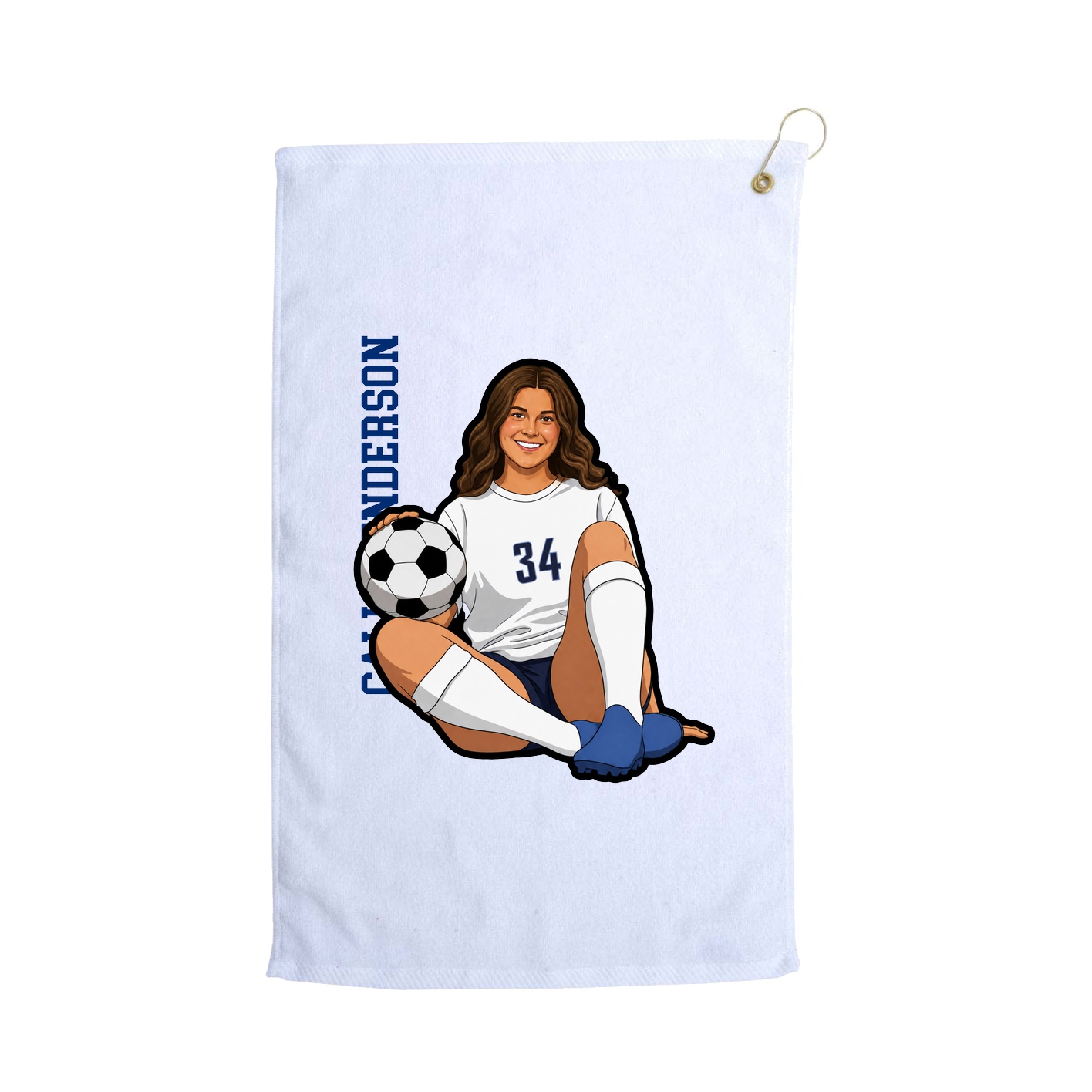 Golf Towel — Name Vertical in White