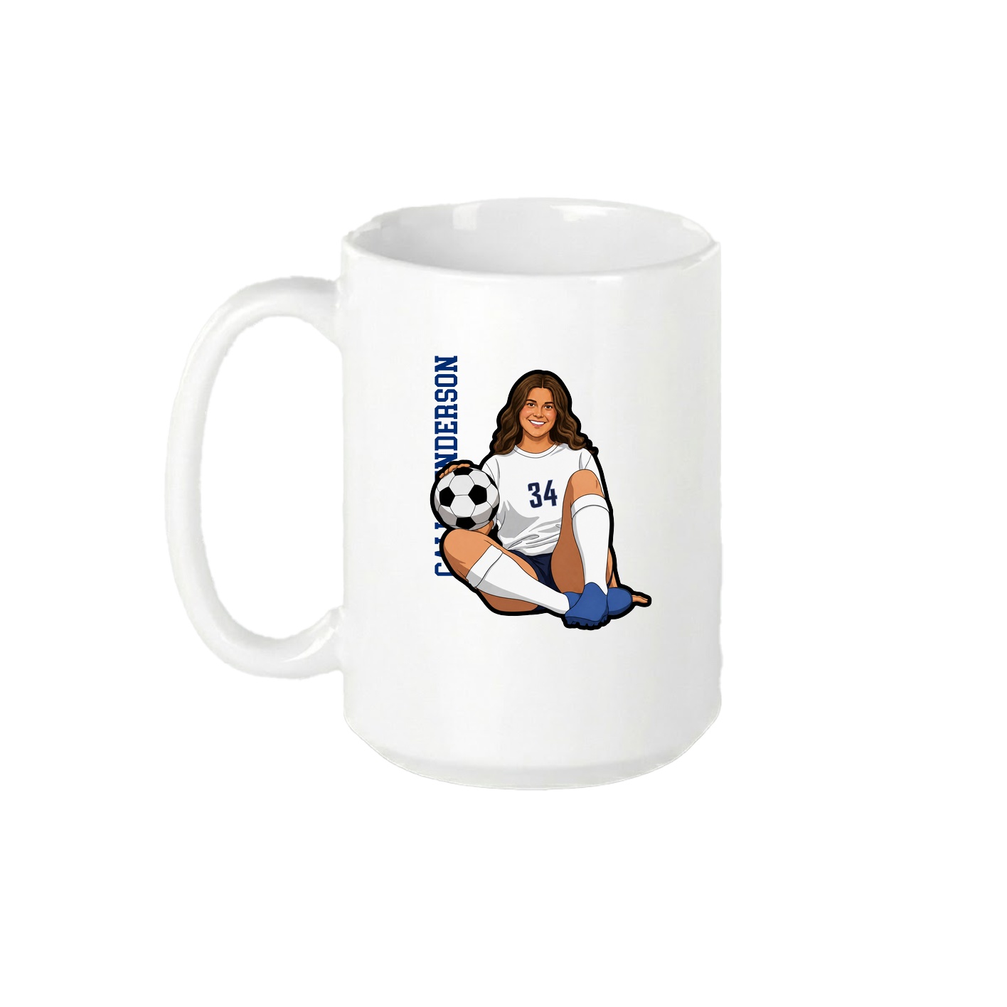 15oz Coffee Mug — Name Vertical in White