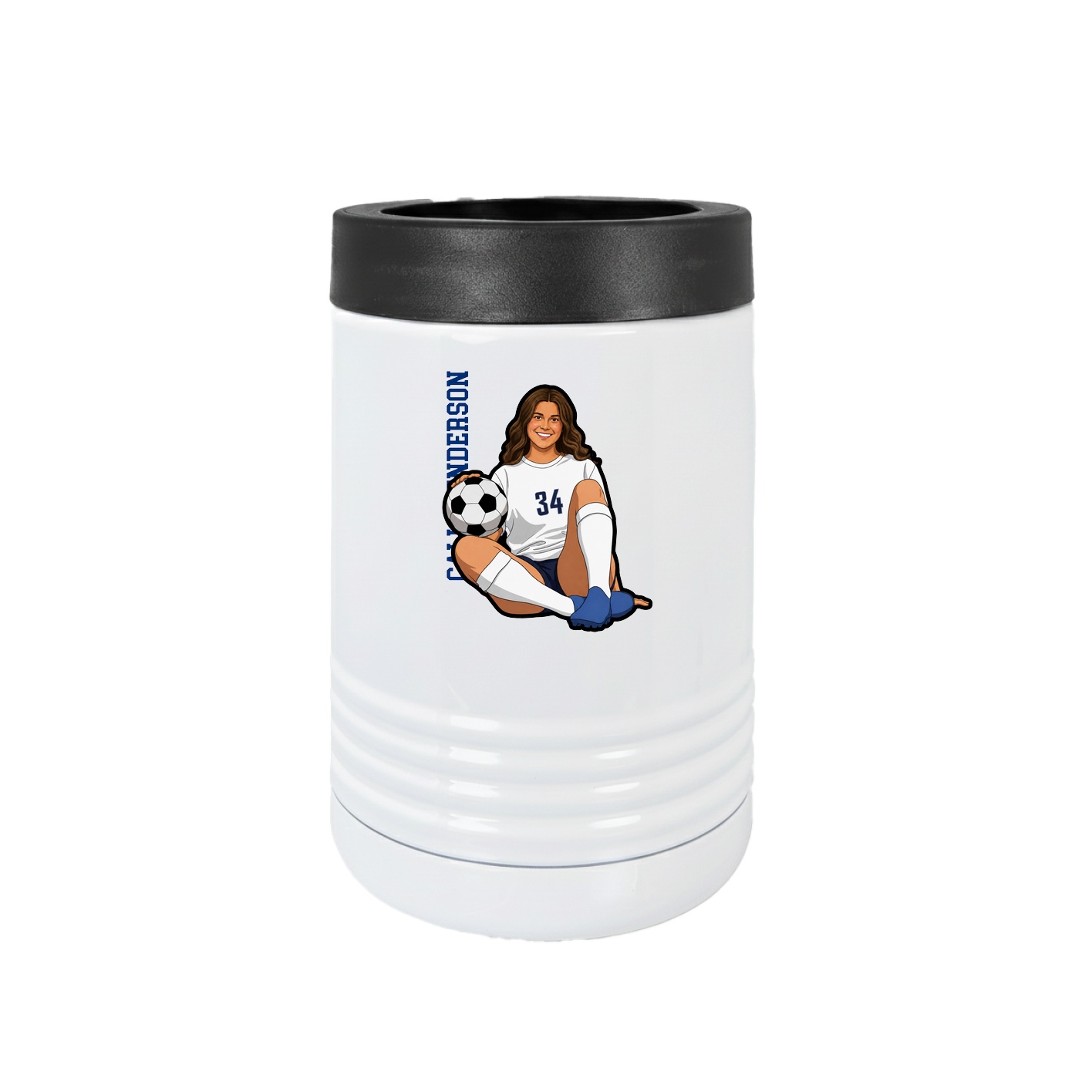 Beverage Holder — Name Vertical in White