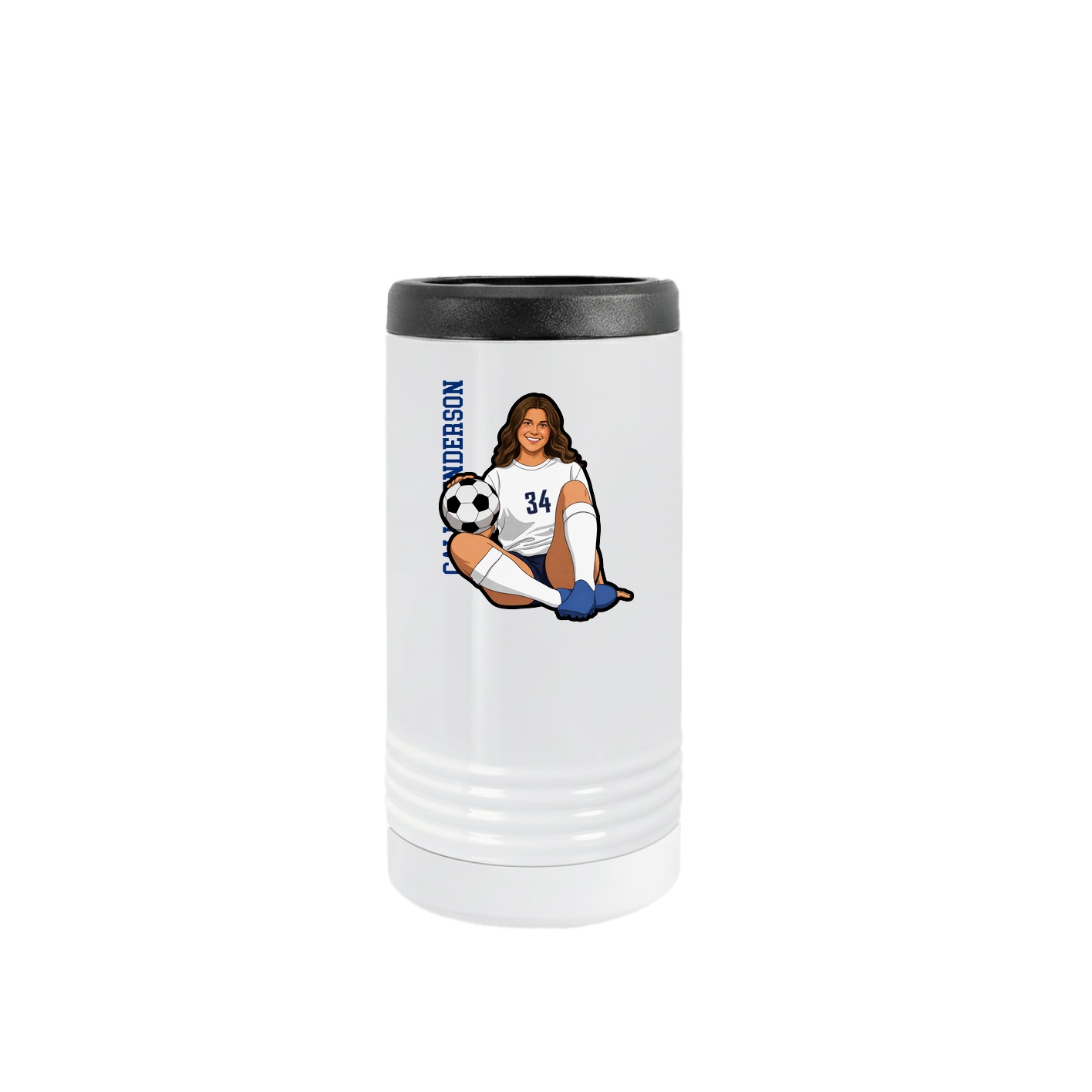Slim Beverage Holder — Name Vertical in White