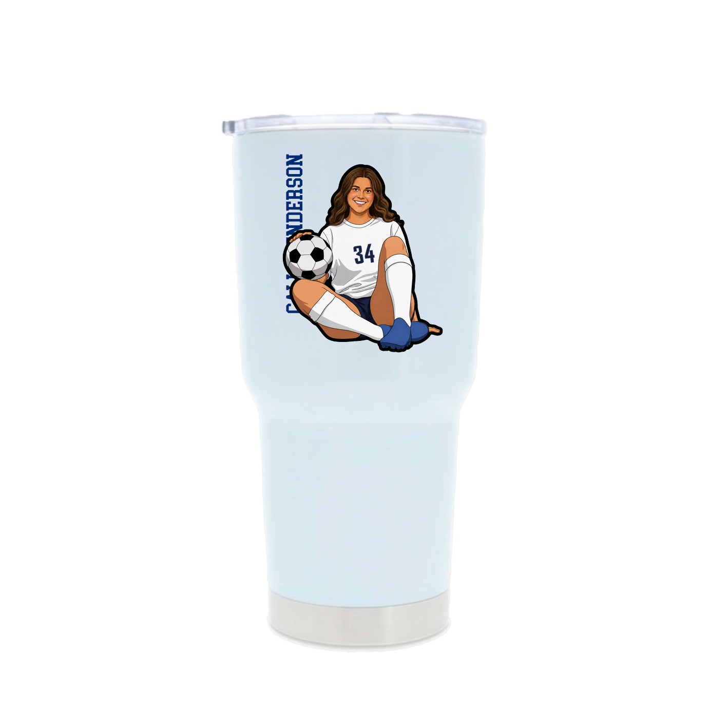 30oz Stainless Steel Tumbler — Name Vertical in White