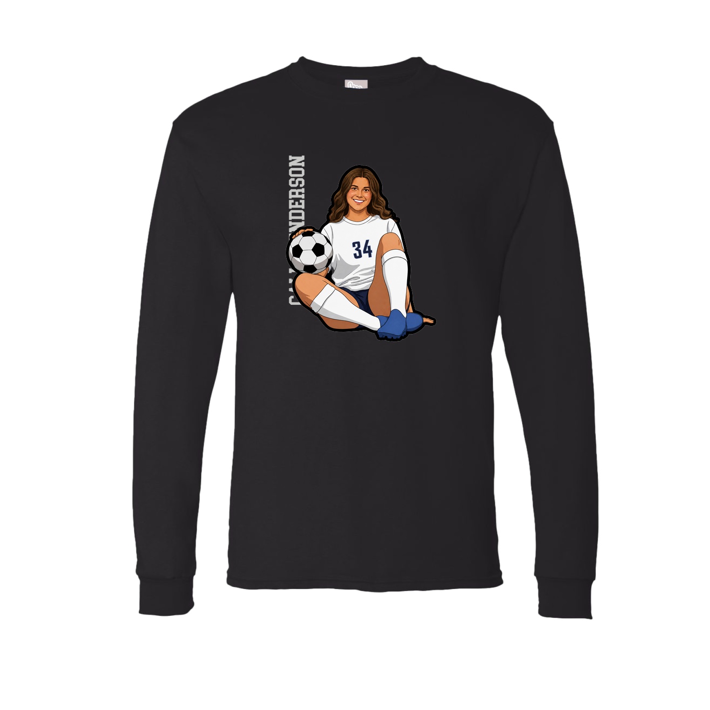 Long Sleeve Tee — Name Vertical in Black