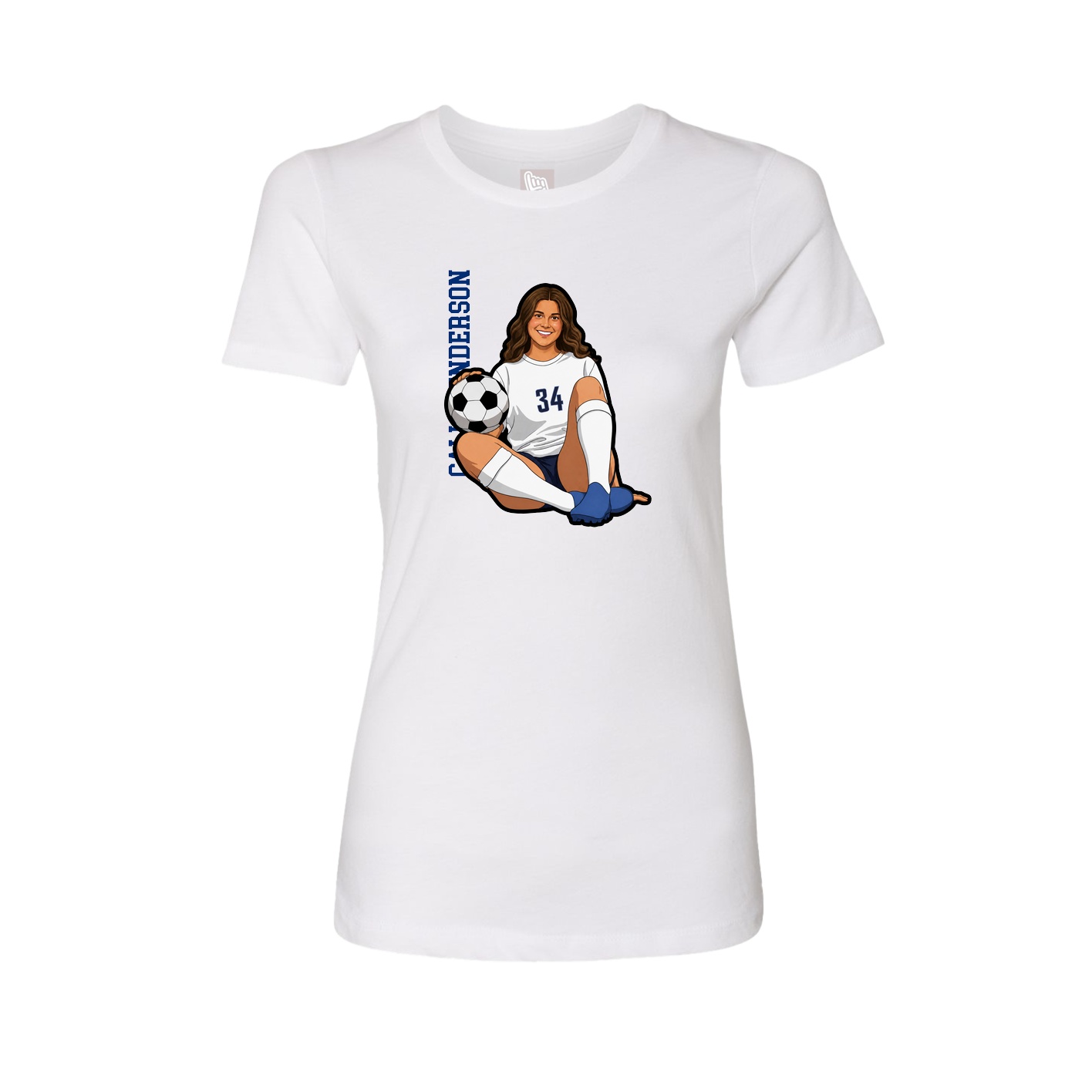 Fitted Women's Tee — Name Vertical in White