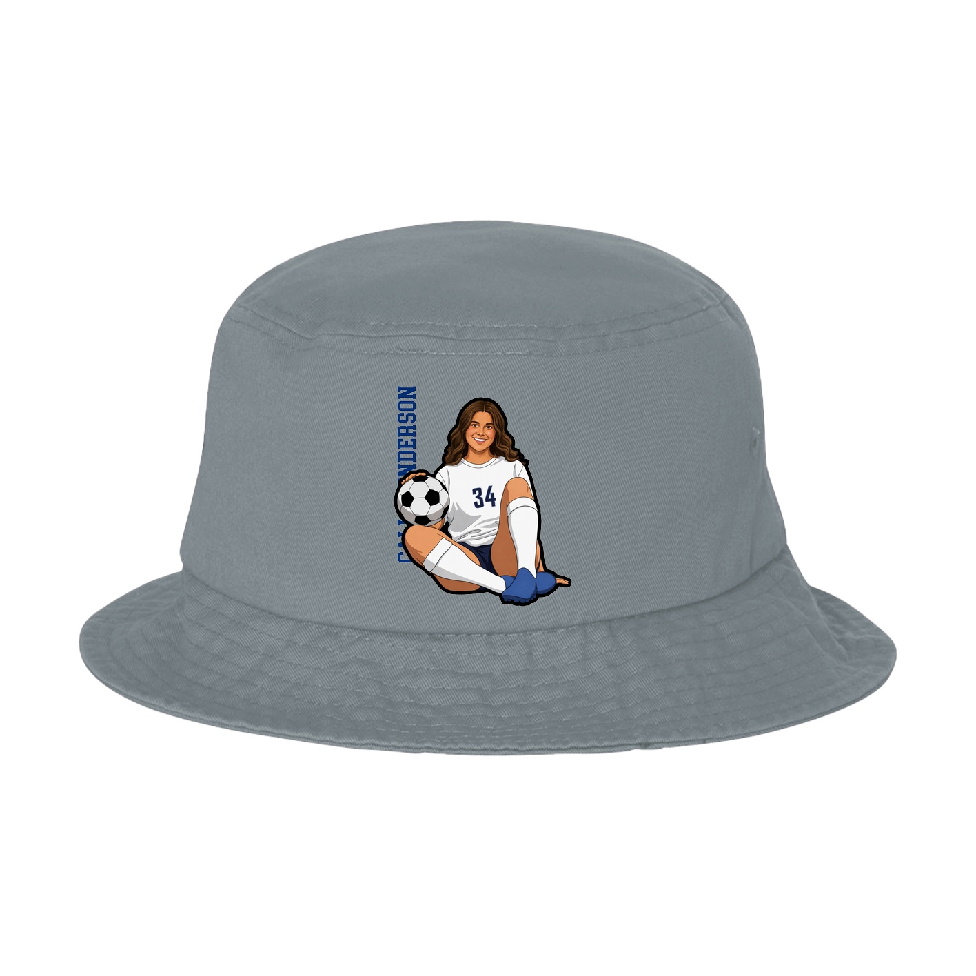 Bucket Cap — Name Vertical in Grey