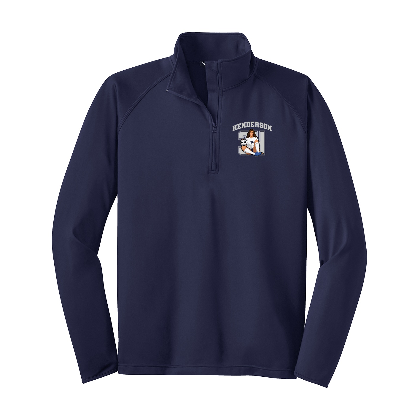 Q-Zip Pullover — Number in Navy