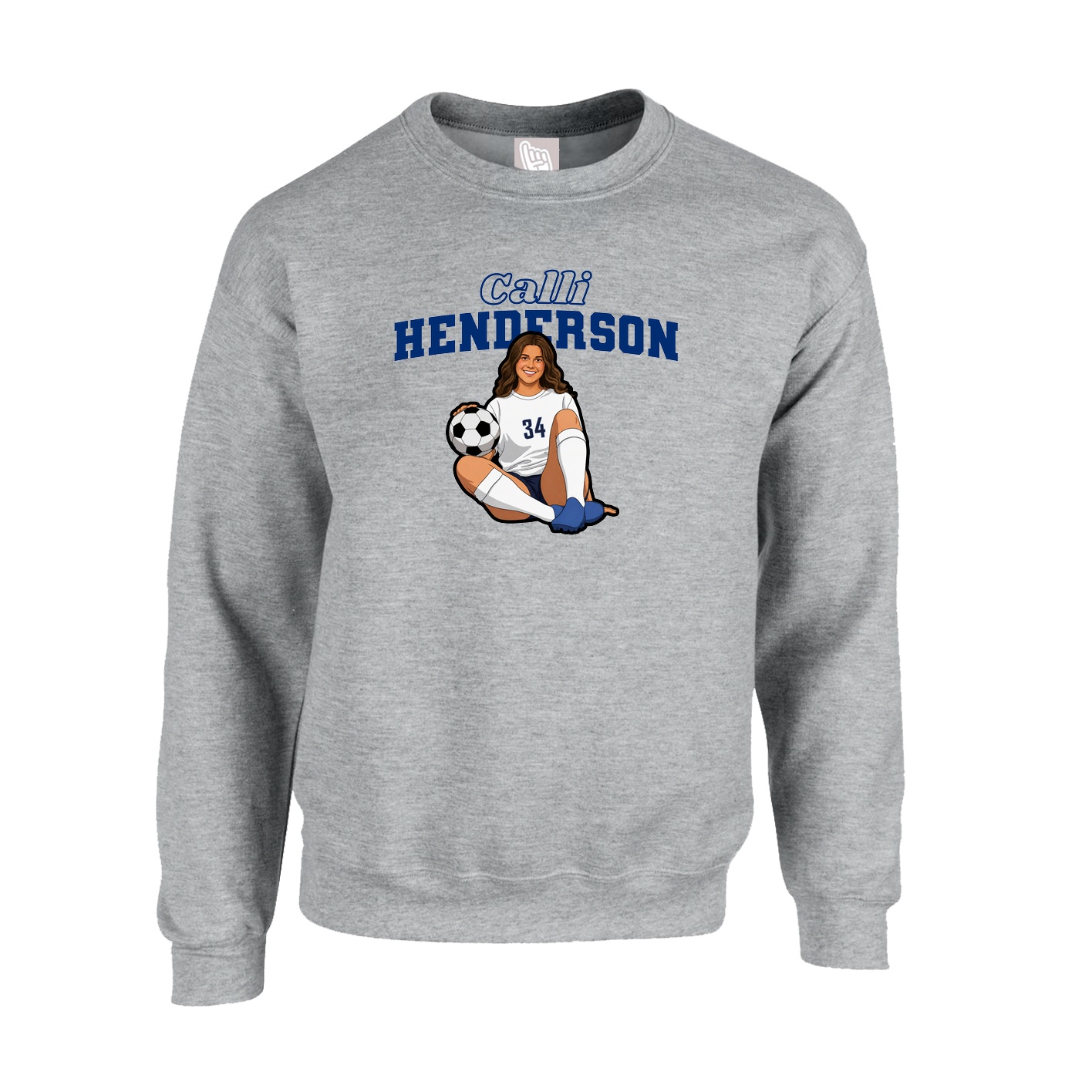 Fleece Crew — Name Arch in Grey